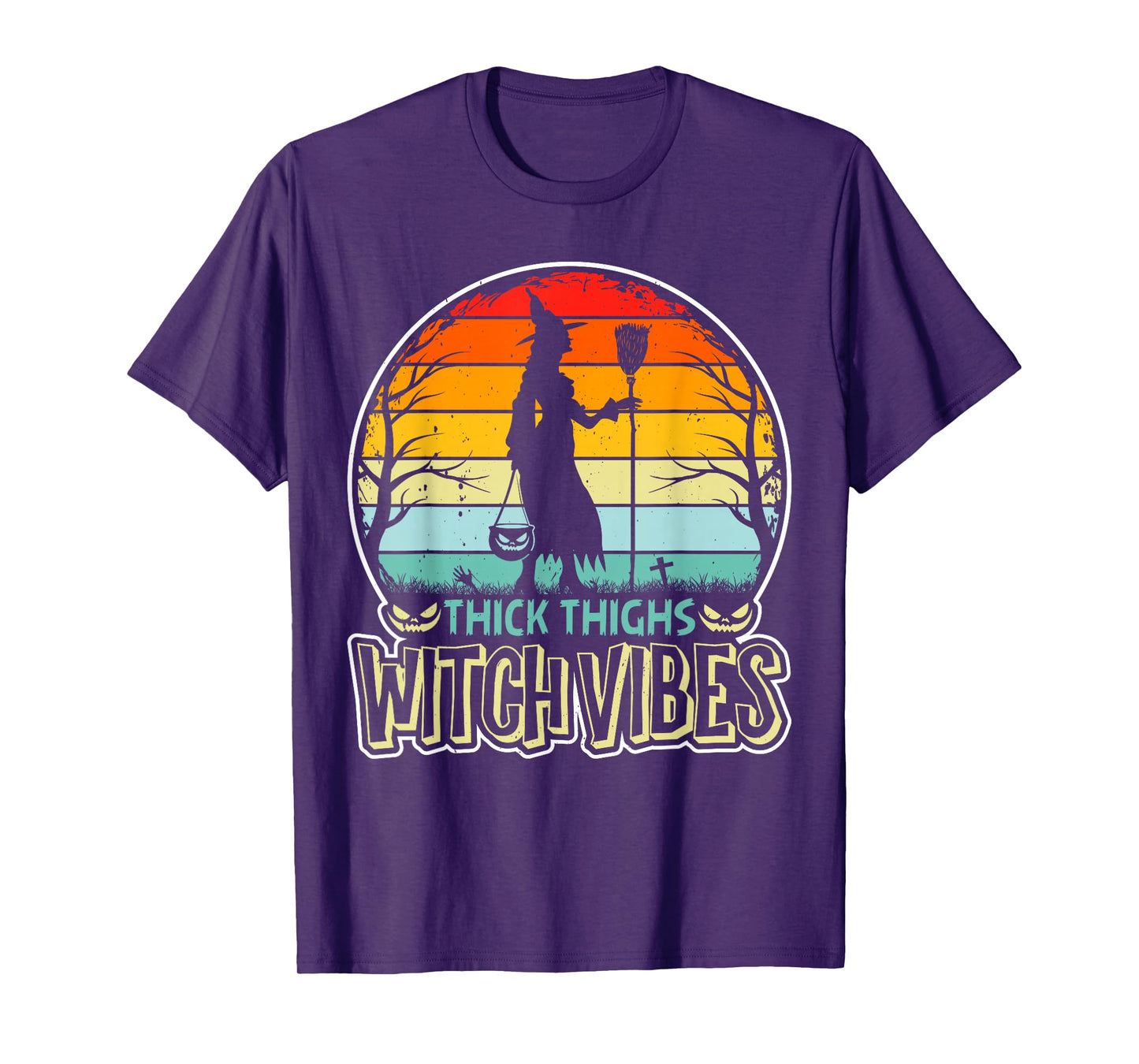 Thick Thighs Witch Vibes Halloween T-Shirt