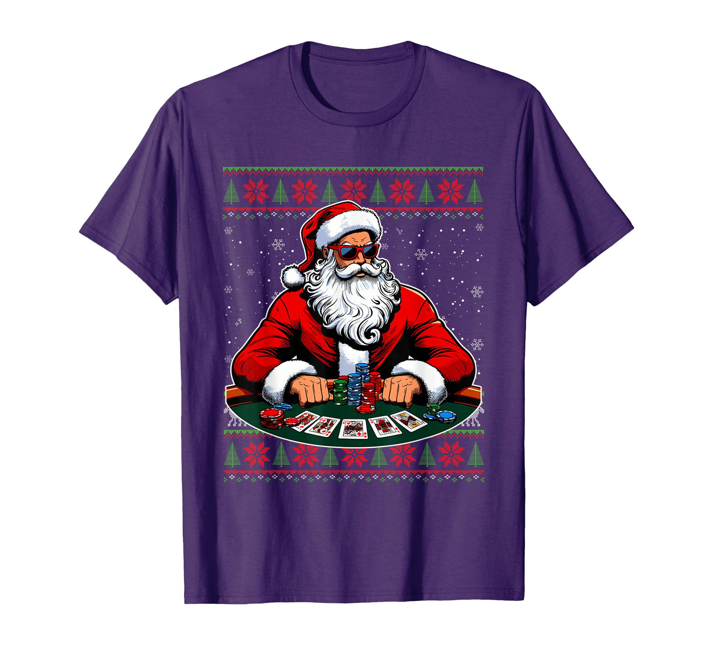 Santa Poker Player Ugly Christmas Poker Sweater T-Shirt