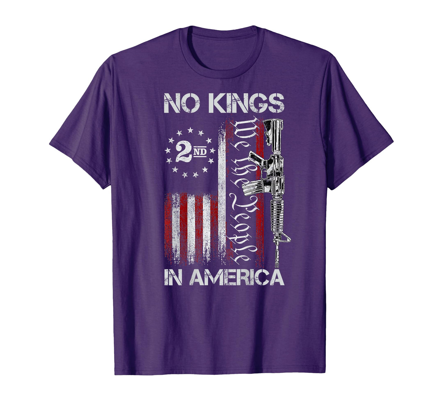 No Kings in American Vintage USA Flag No Kings (ON Back) T-Shirt