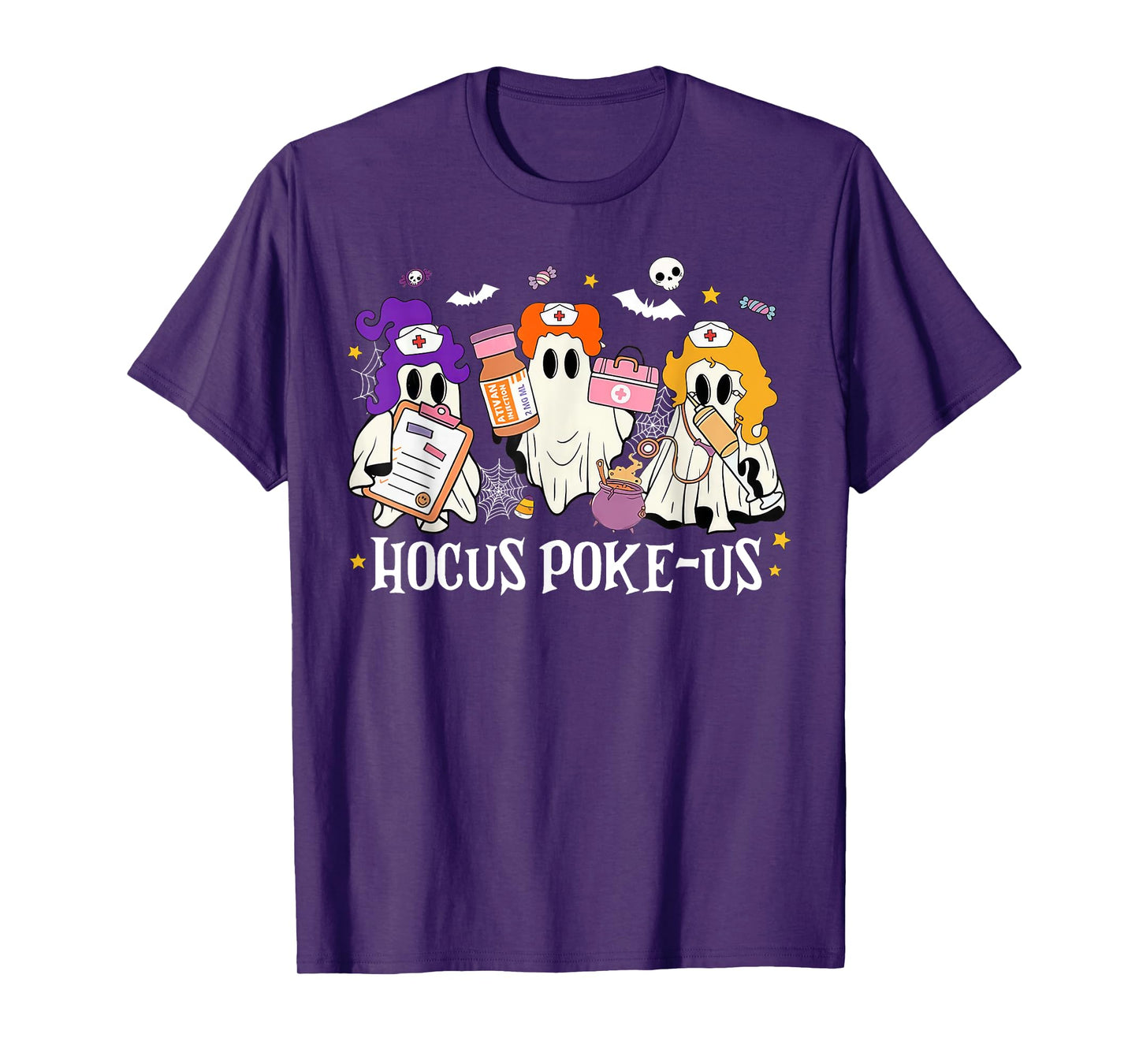 Hocus Poke-us Witch Nurse Halloween Medical Lab Tech Spooky T-Shirt