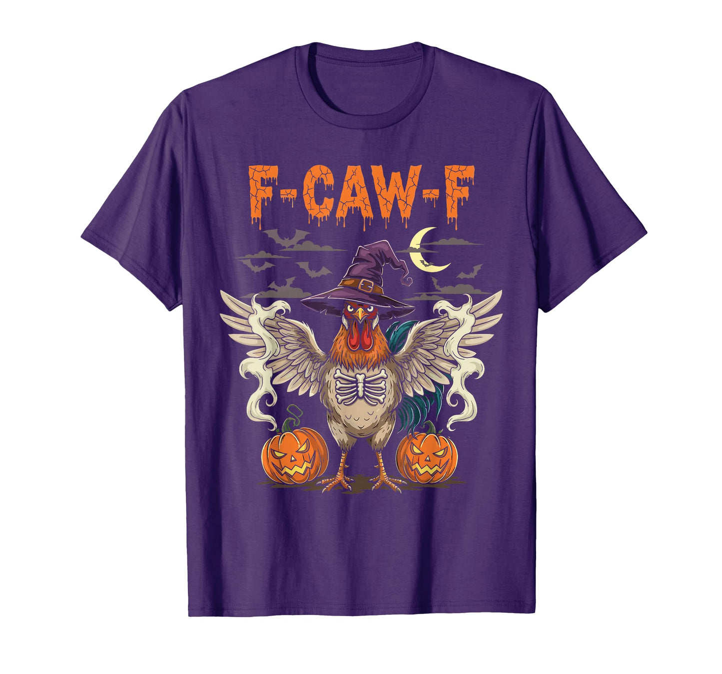F-Caw-F Funny Rooster Witch Pumpkin Halloween T-Shirt