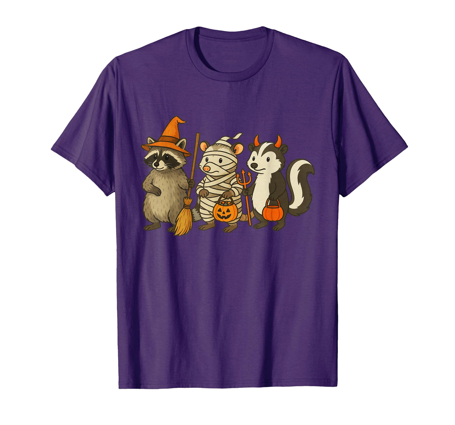 Racoon Witch Mummy Halloween Costume Trick or Treat Tee T-Shirt