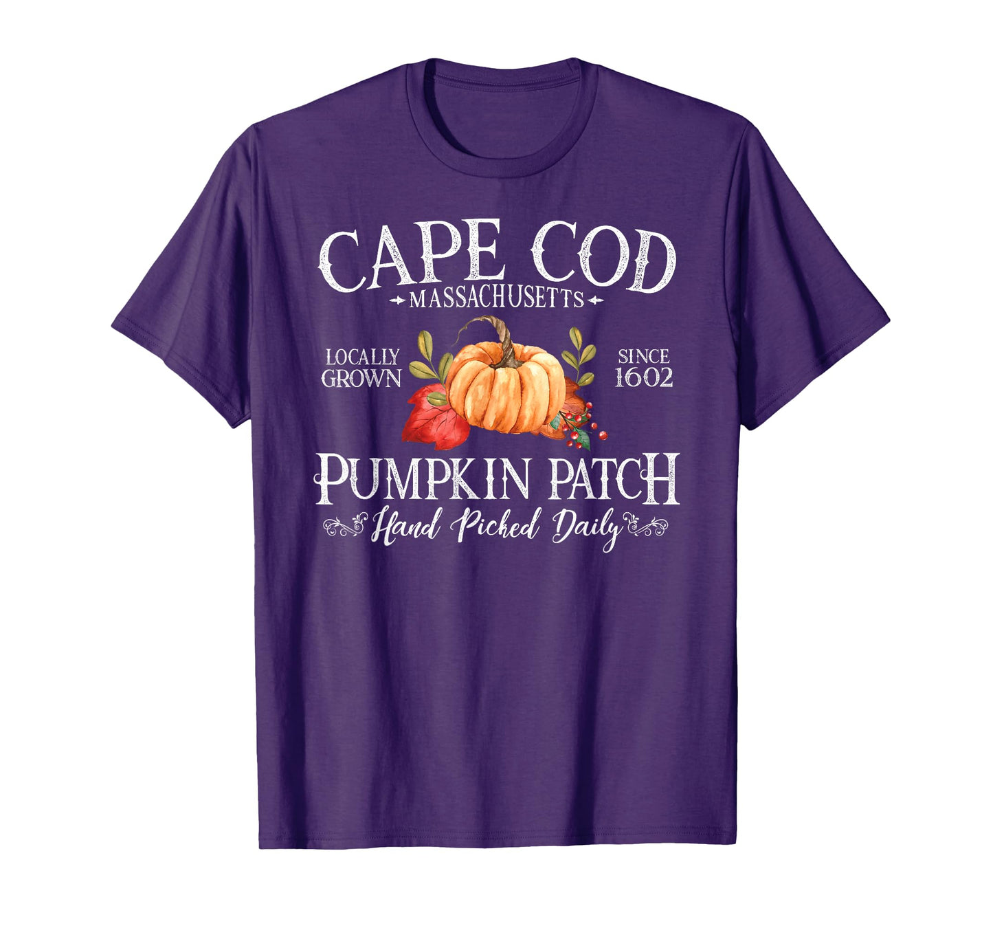 Cape Cod Massachusetts Pumpkin Patch Fall White Letters T-Shirt
