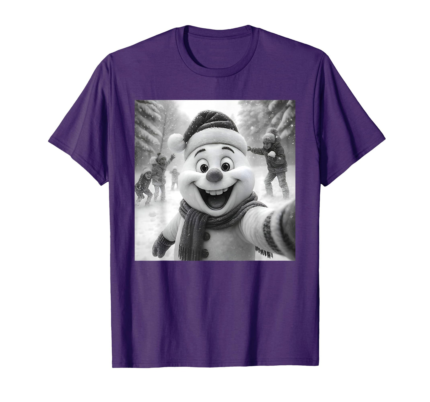 Snowman Taking A Selfie Funny Christmas Xmas Pajamas Holiday T-Shirt
