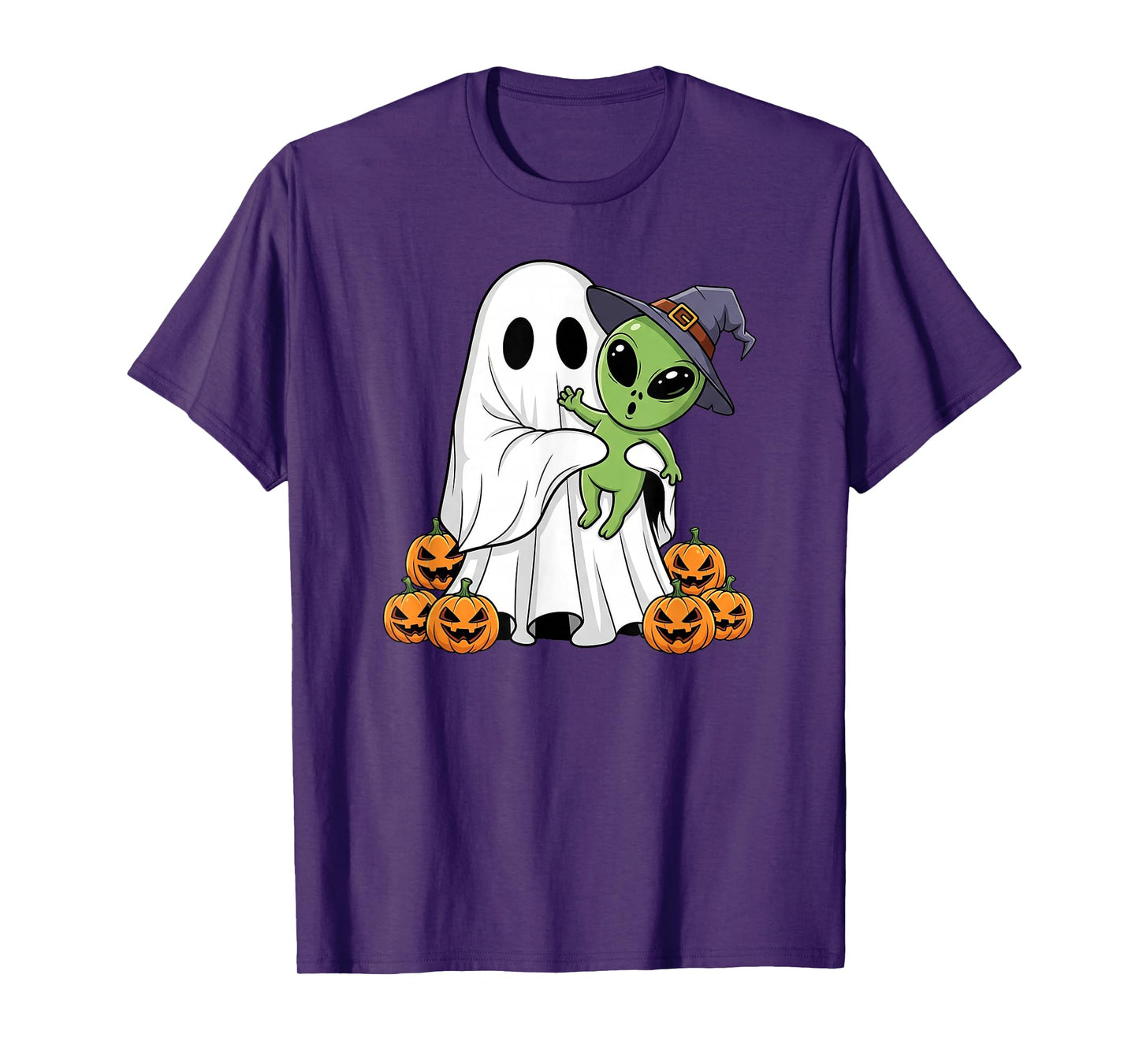 Funny Ghost Alien Pumpkin Halloween Kids Mens Womens T-Shirt