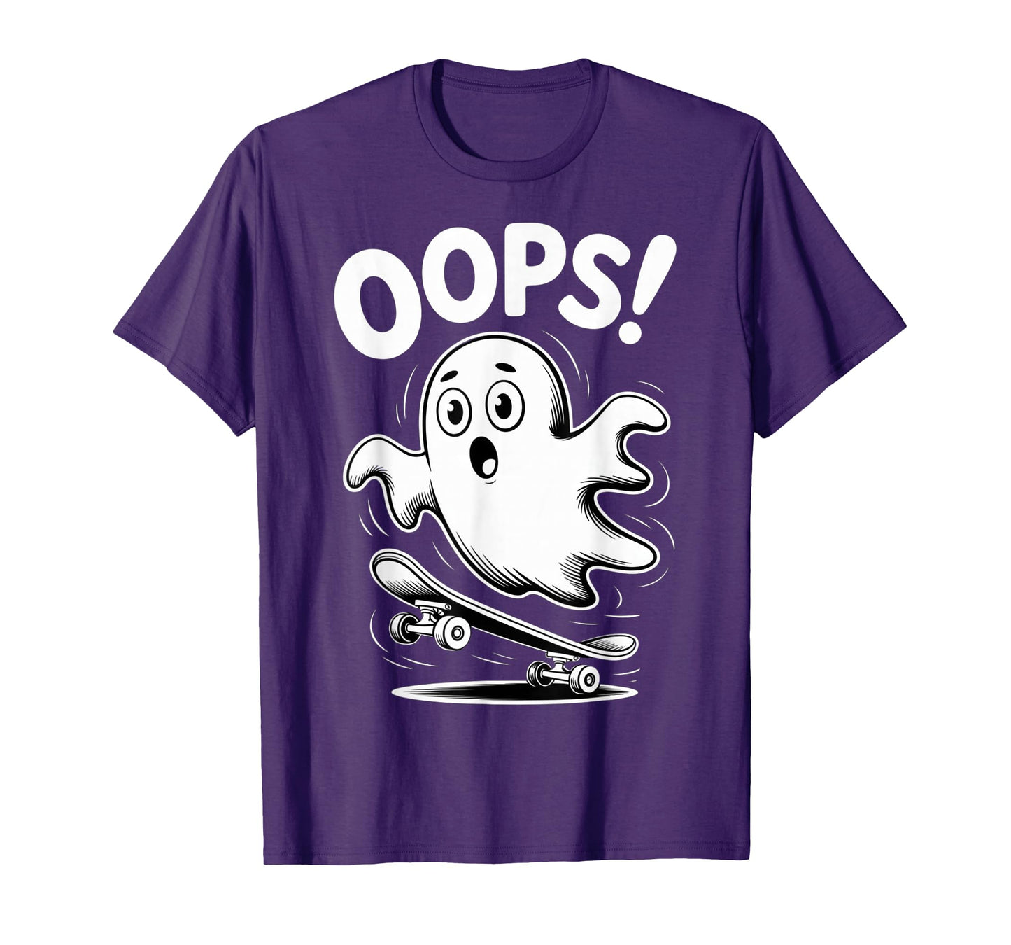 Funny Ghost On Skateboard Retro Halloween Costume Kids Boys T-Shirt