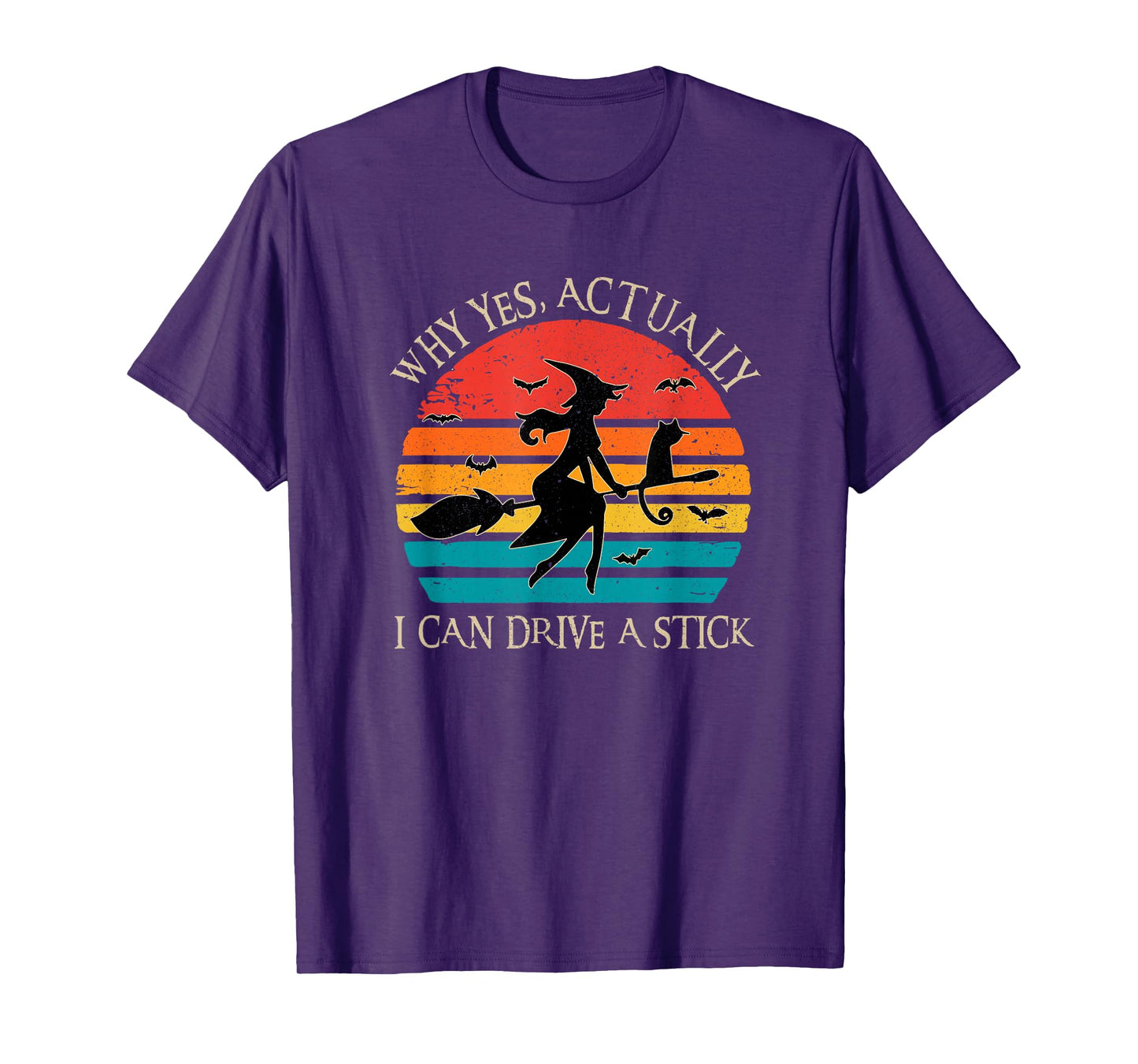 Why Yes Actually I Can Drive A Stick Halloween Witch Broom T-Shirt