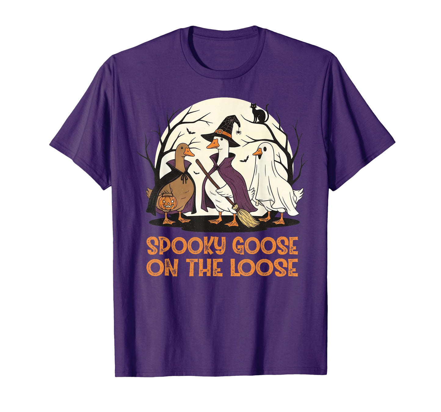 Spooky Goose On The Loose Witch Silly Goose Animal Halloween T-Shirt