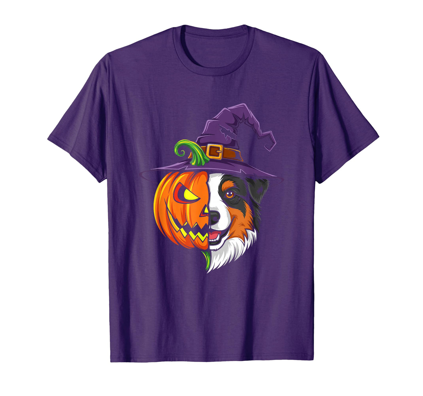 Australian Shepherd Dog Pumpkin Halloween Kids Mens Womens T-Shirt