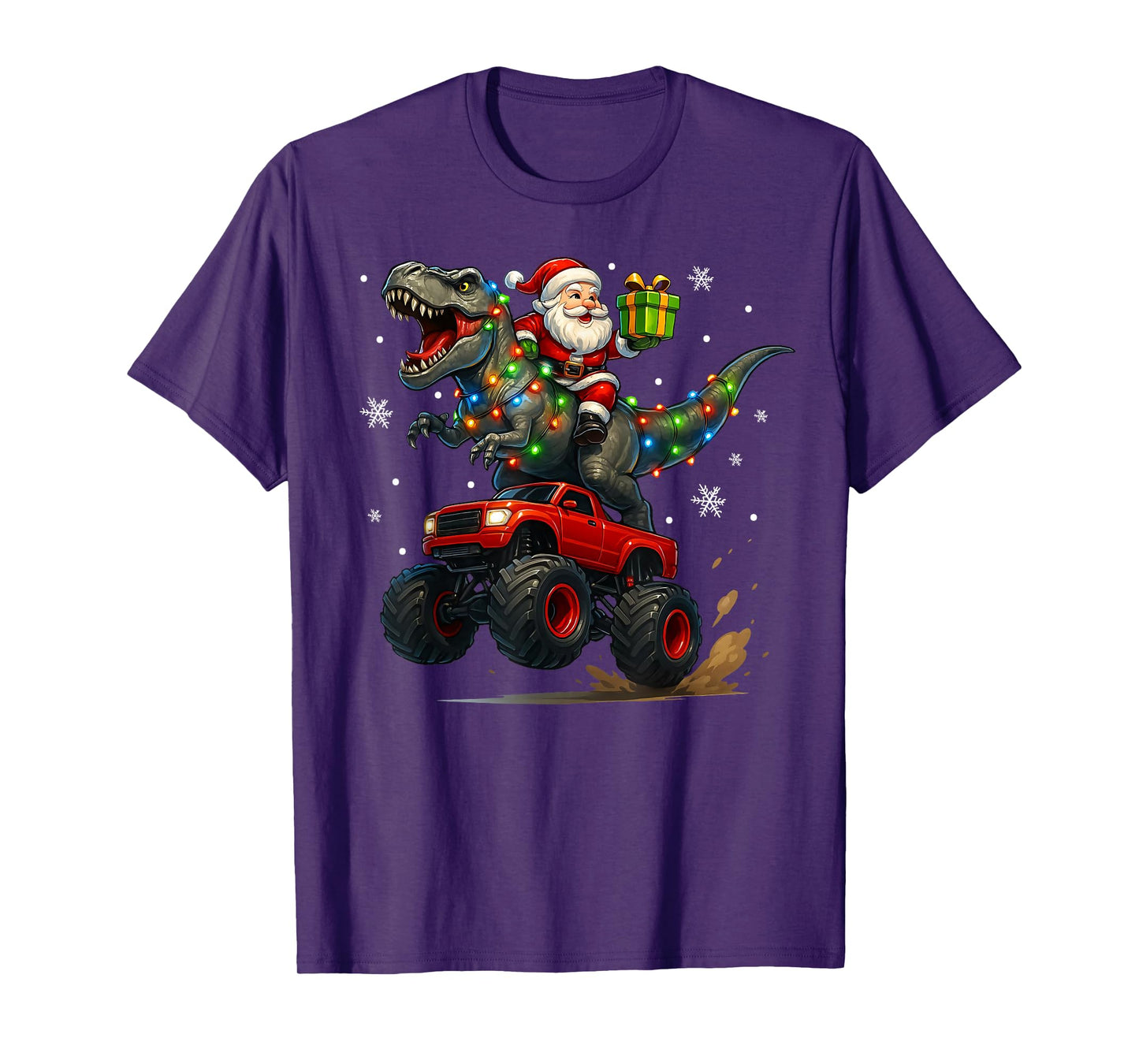 Dinosaur Christmas Santa Boys Men Girls Xmas T-Shirt