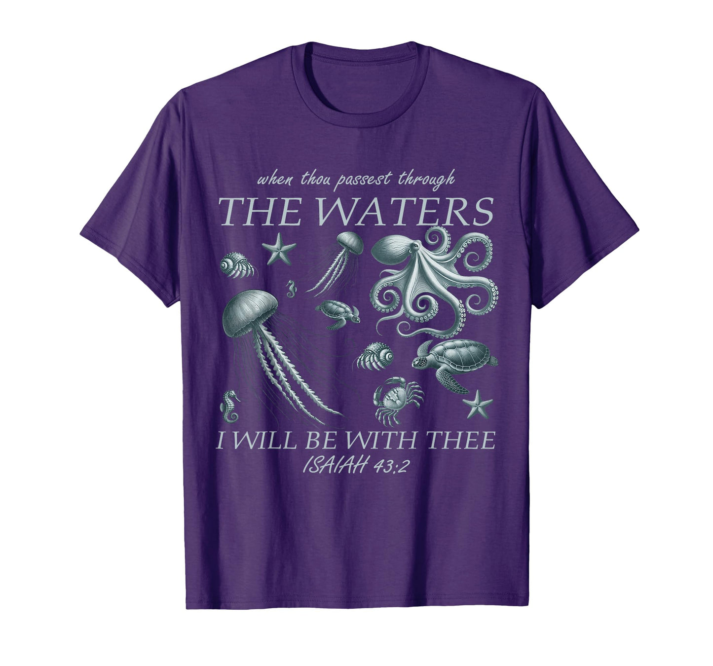 Catholic Jesus Bible Verse Tee Ocean Animals See Life Faith T-Shirt