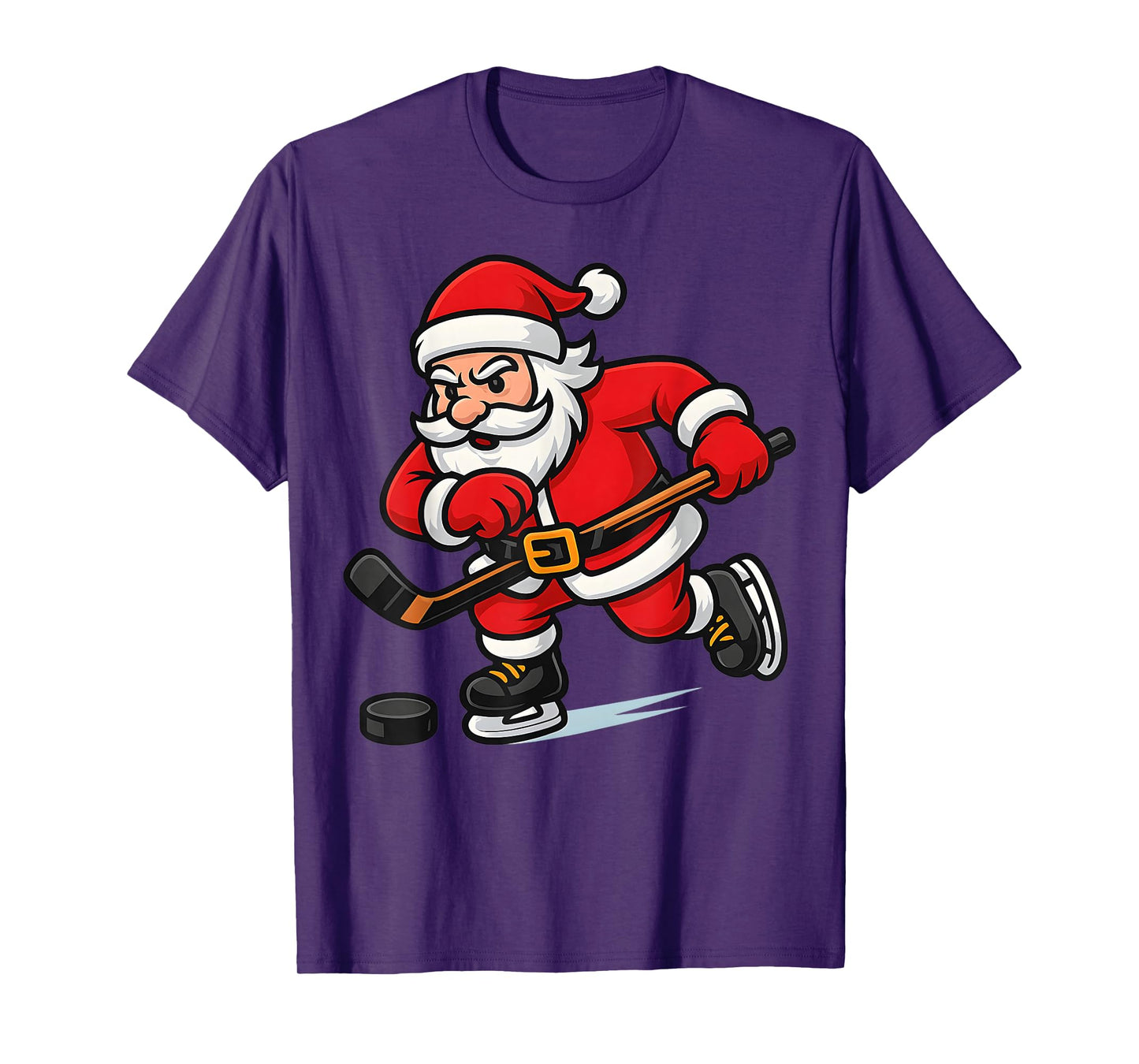 Santa Ice Hockey Christmas Graphic T-Shirt