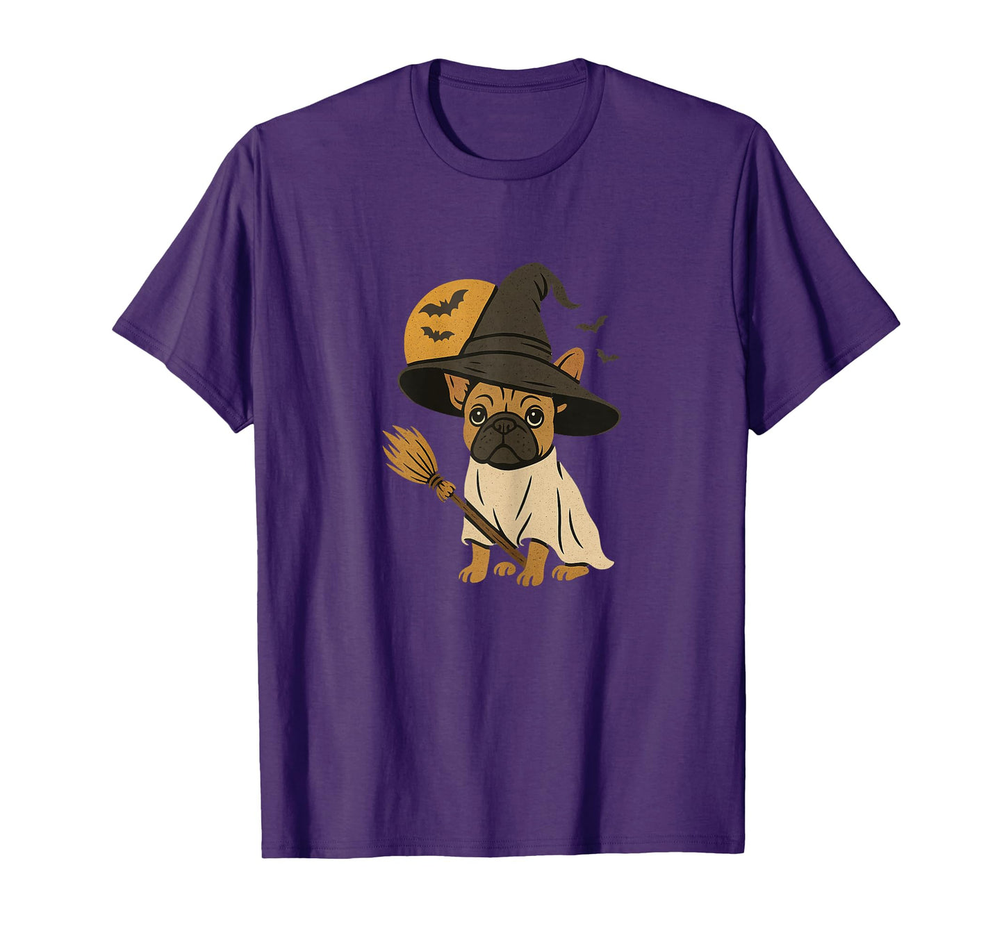 French Bulldog Witch Halloween Design, Cute Frenchie Dog T-Shirt