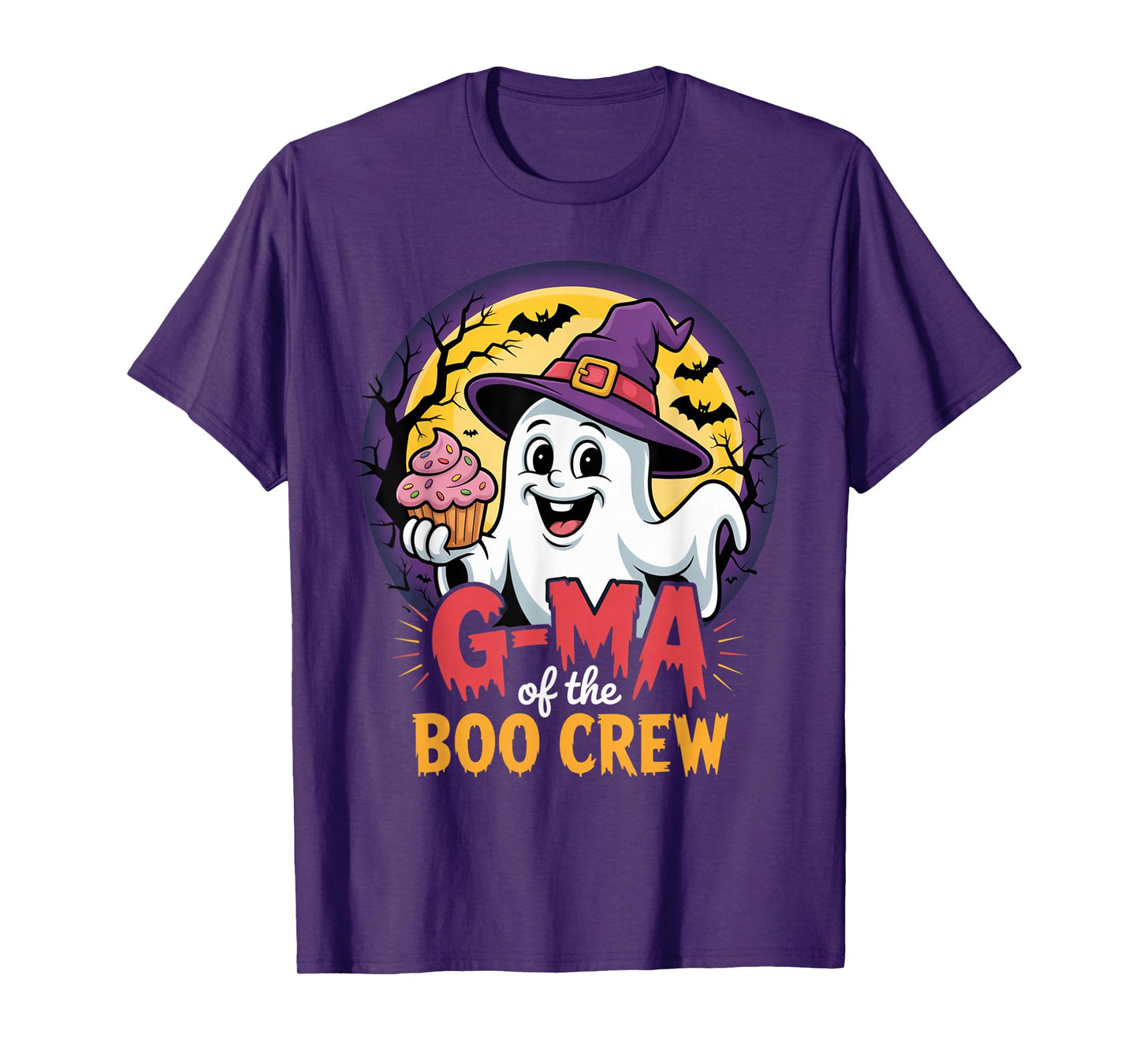G-Ma of The Boo Crew Ghost Halloween Bats Cupcake Pumpkins T-Shirt
