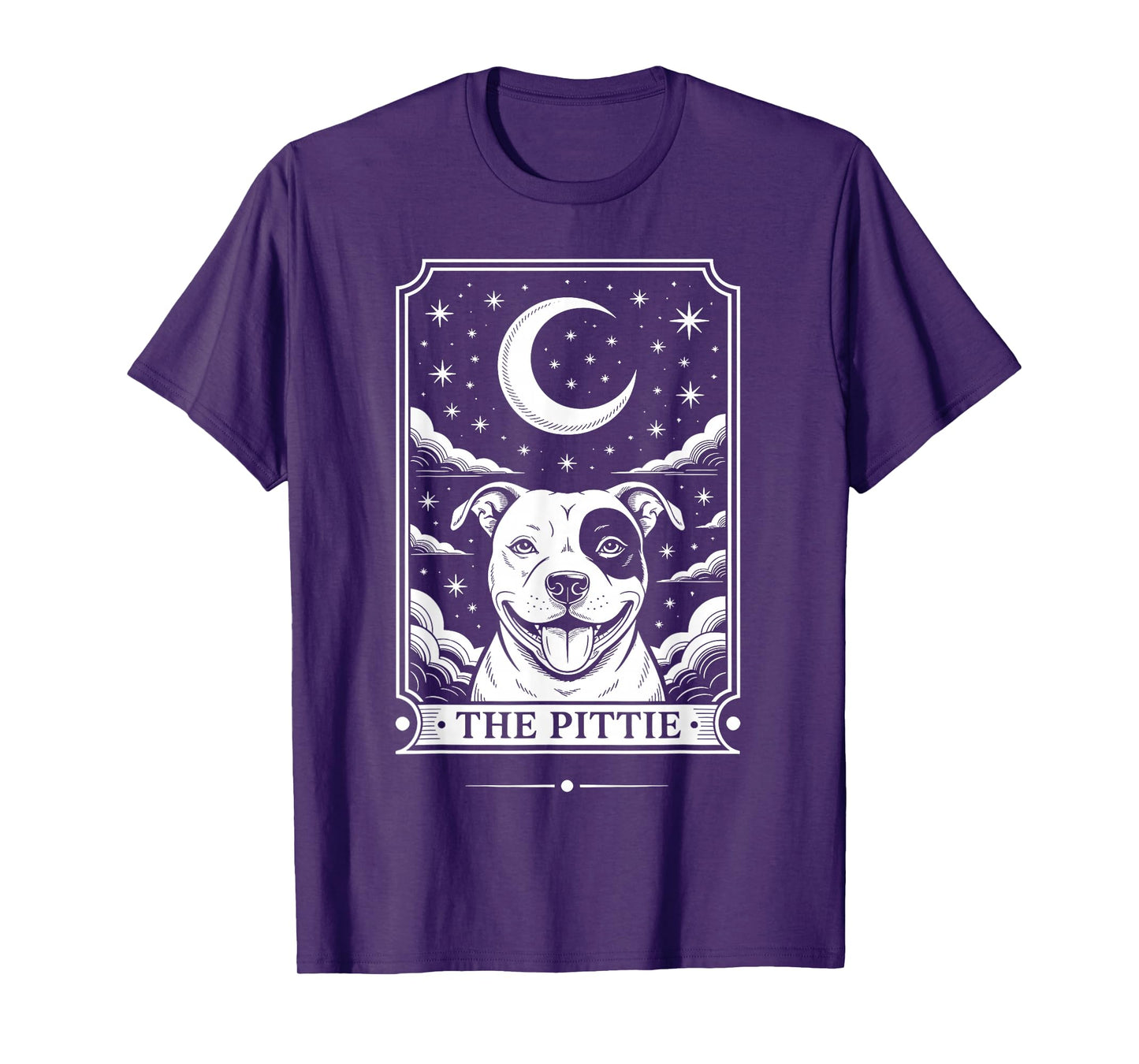 Tarot Card Vintage Crescent Moon Pit Bull Dog Pittie T-Shirt