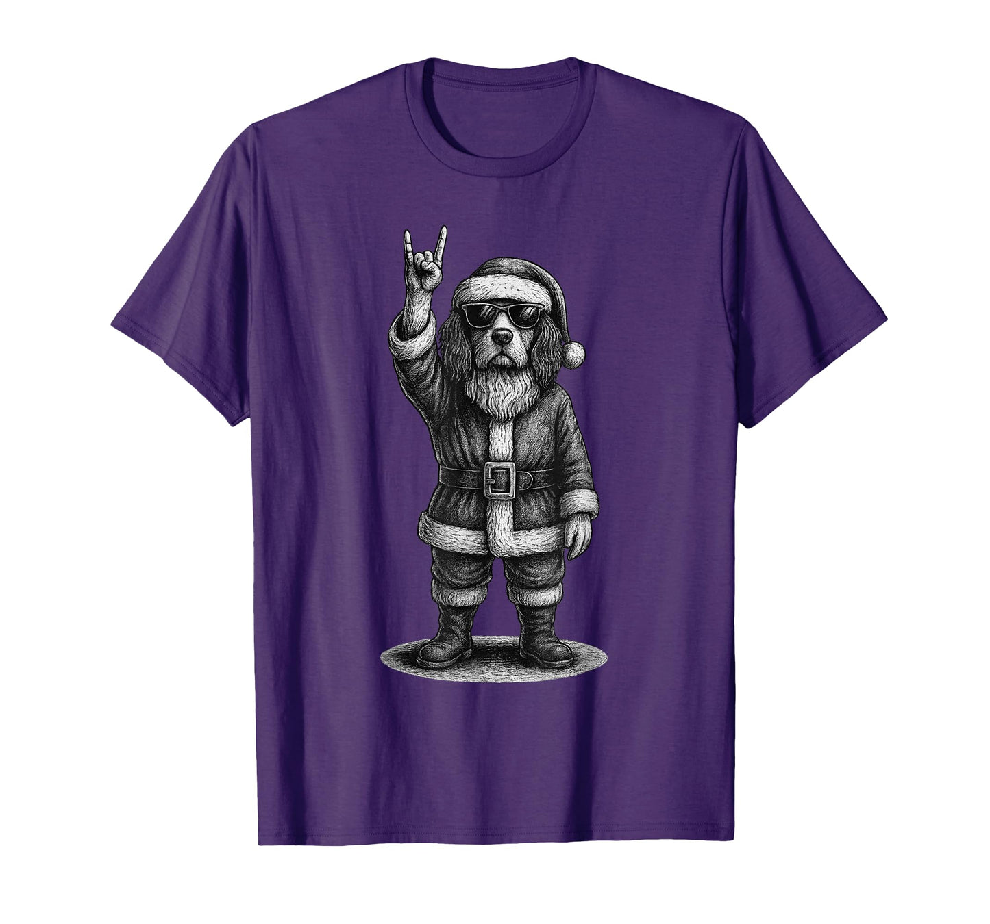 Brittany Spaniel Rock Music Christmas Dog Lover T-Shirt