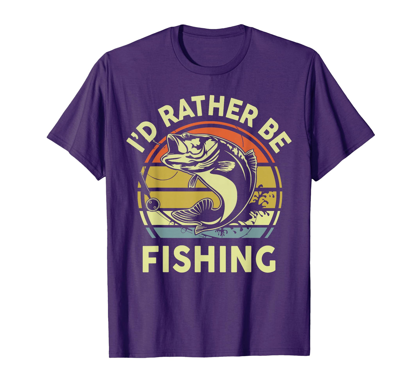 Fishing Gift I'd Rather Be Fishing Bass Dad Funny Graphic T-Shirt