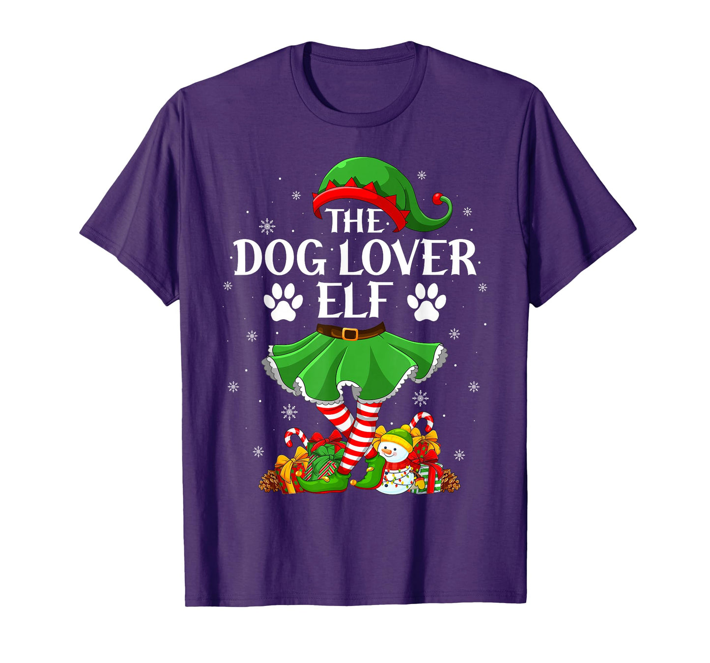Dog Lover Elf Christmas Family Elf Squad Xmas Girls Women T-Shirt