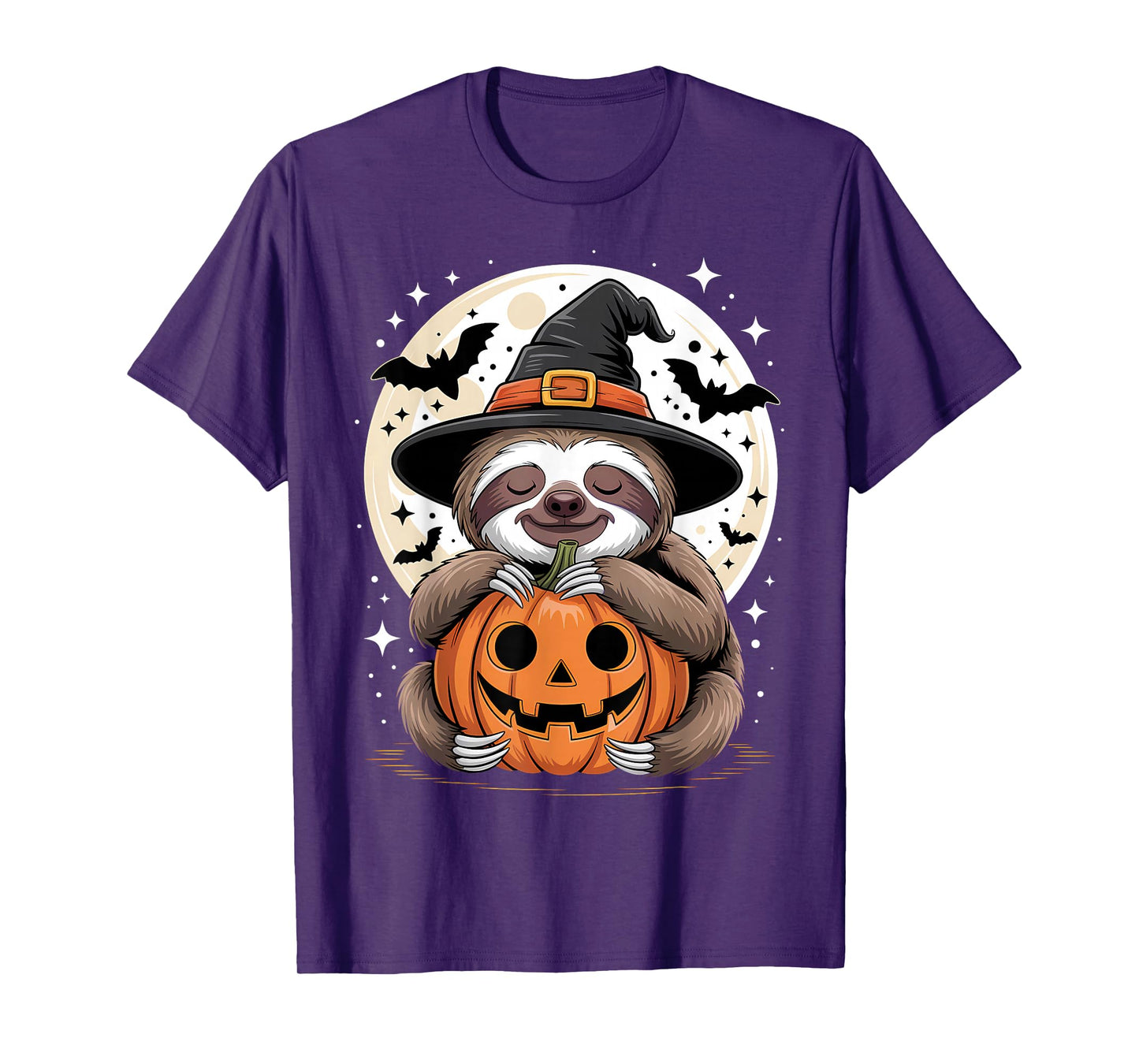 Halloween Sloth Witch Hat Pumpkin Spooky T-Shirt