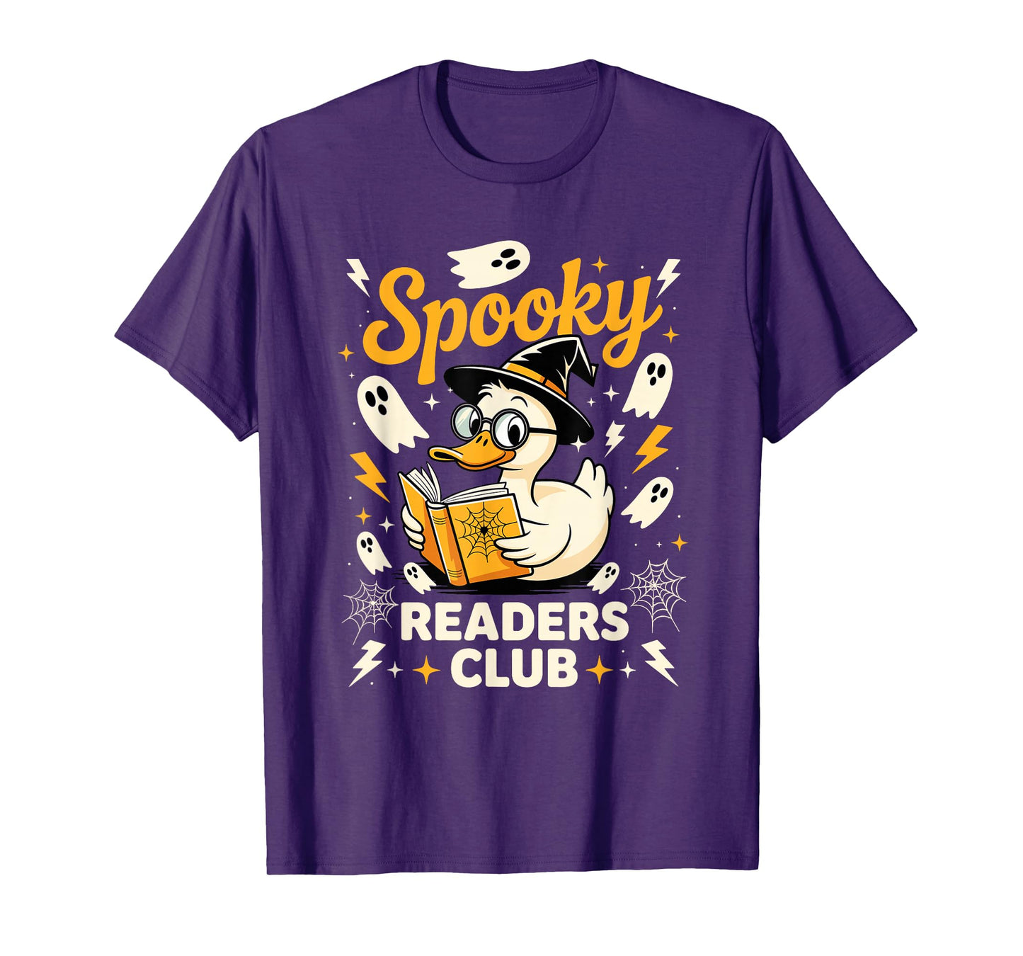 Spooky Readers Club Duck Witch Ghosts Halloween Book Lover T-Shirt