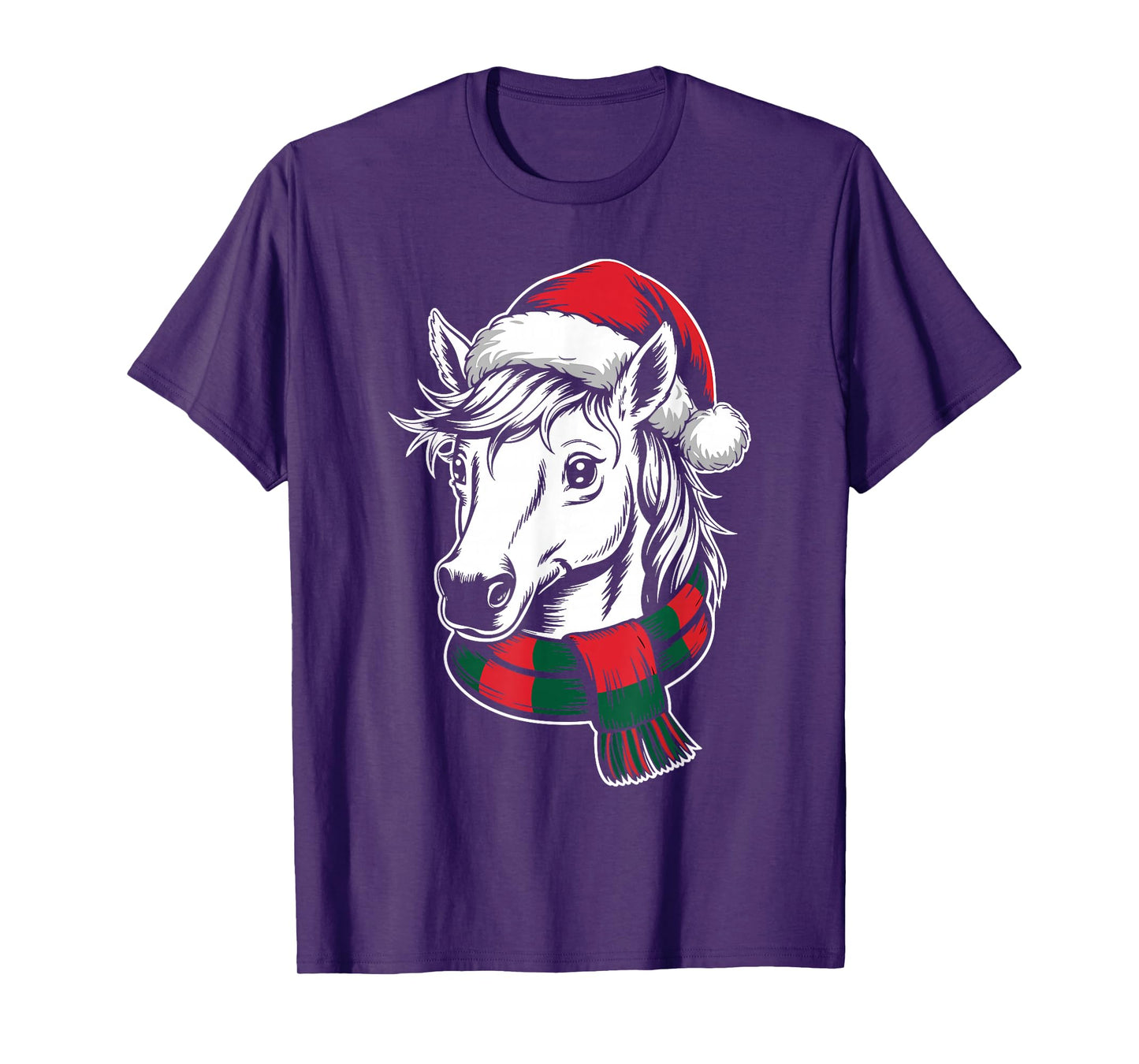 Unicorn Xmas Santa Hat Scarf Christmas Costume T-Shirt
