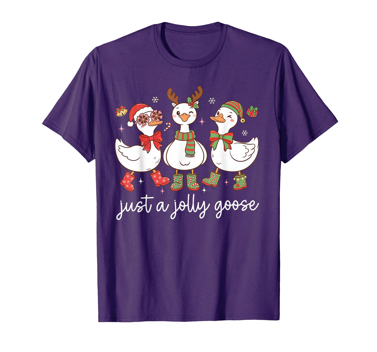 Just A Jolly Goose Santa Squad Christmas Snowflake Holiday T-Shirt