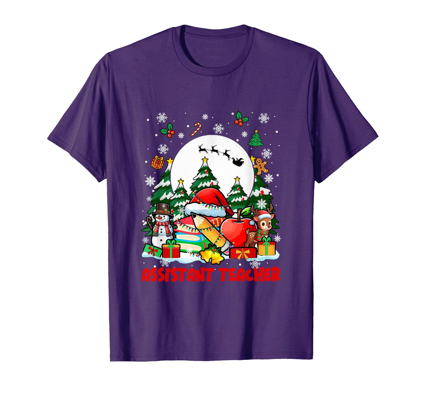 Assistant Teacher Job Tools Santa Snowmen Reindeer Christmas T-Shirt