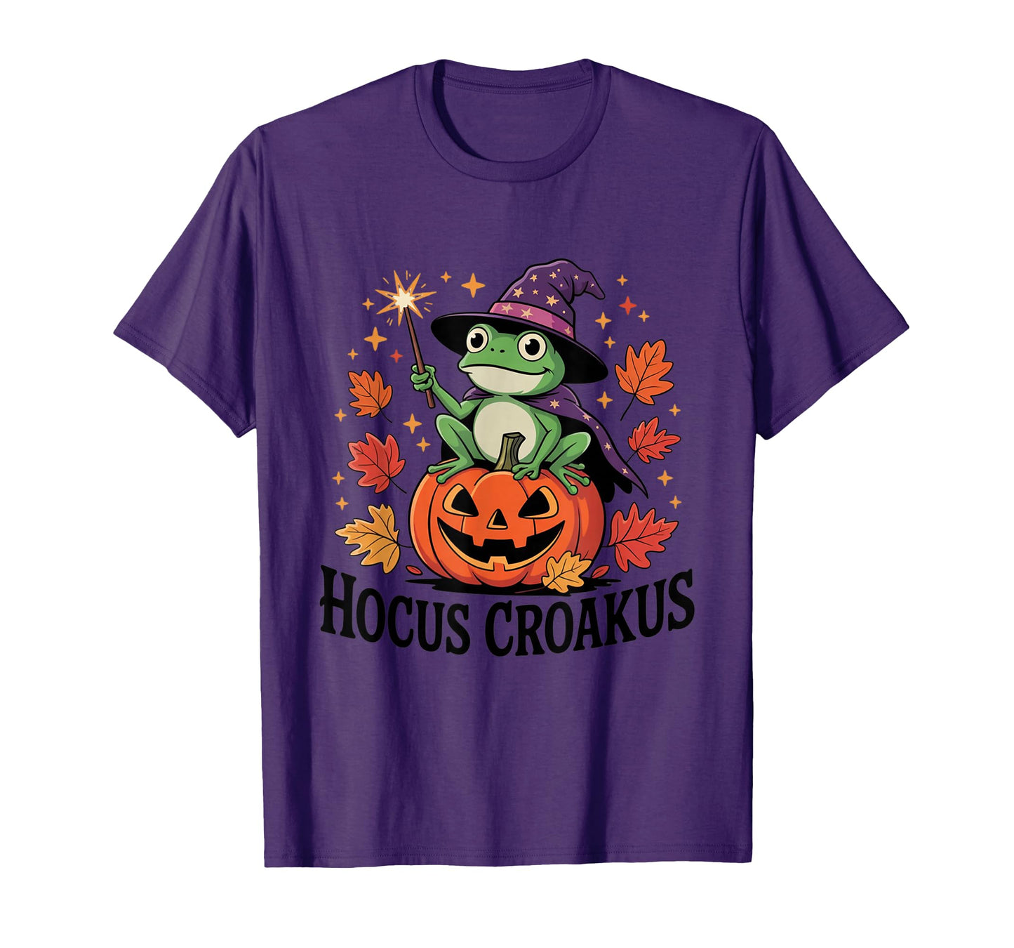 Hocus Croakus Pumpkin Wizard Frog Funny Halloween Witch T-Shirt