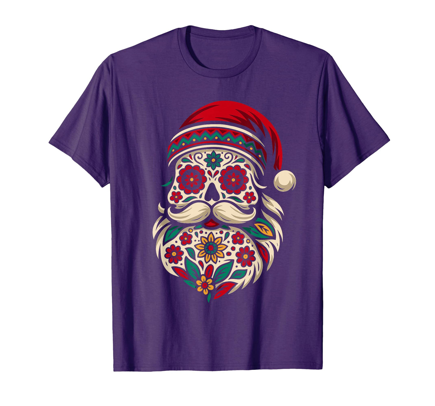 Cool Sugar Skull Santa Shirt Men, Mexican Santa Christmas T-Shirt
