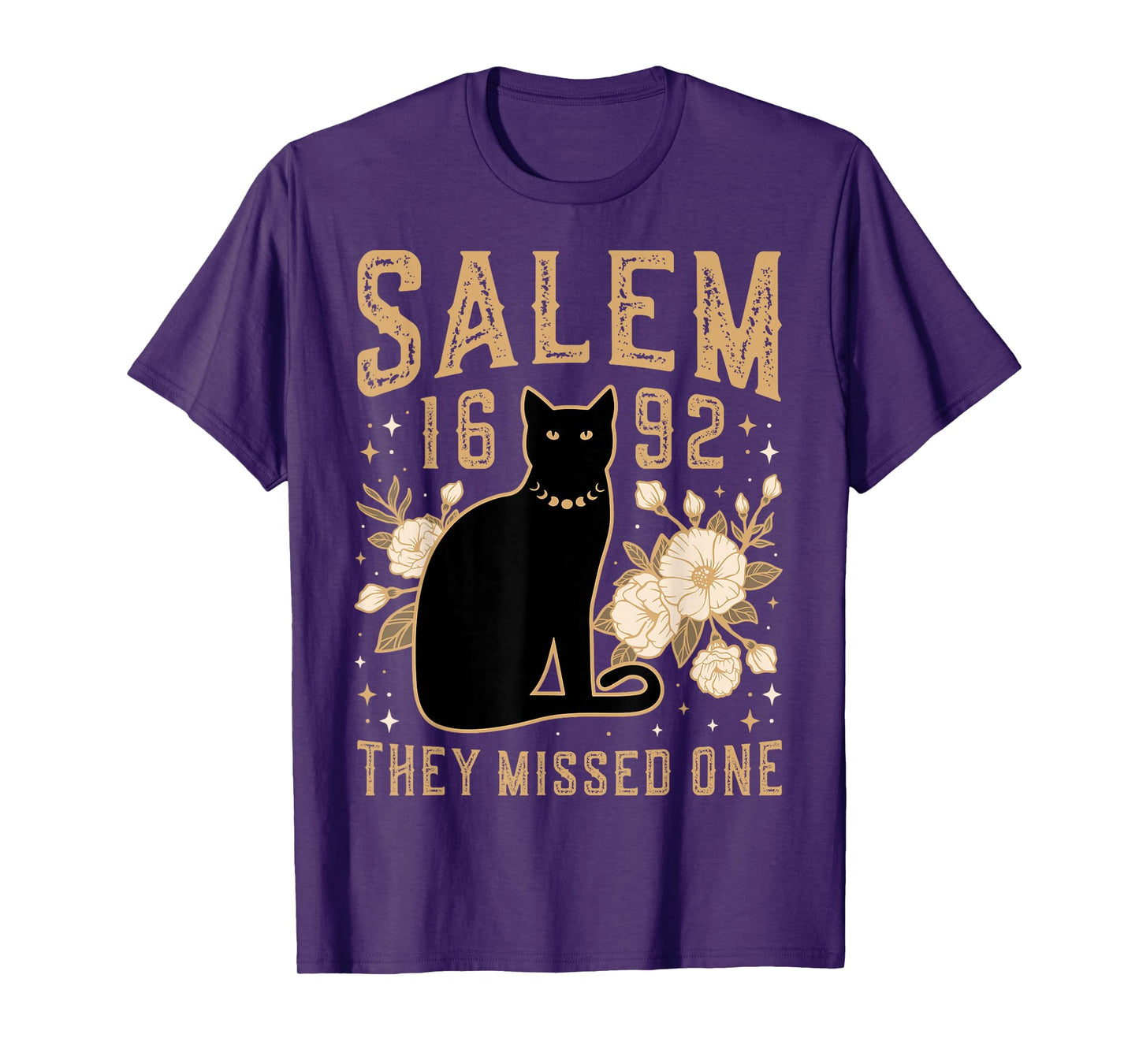 Salem 1692 They Missed One Witch Trial Black Cat Moon Witchy T-Shirt