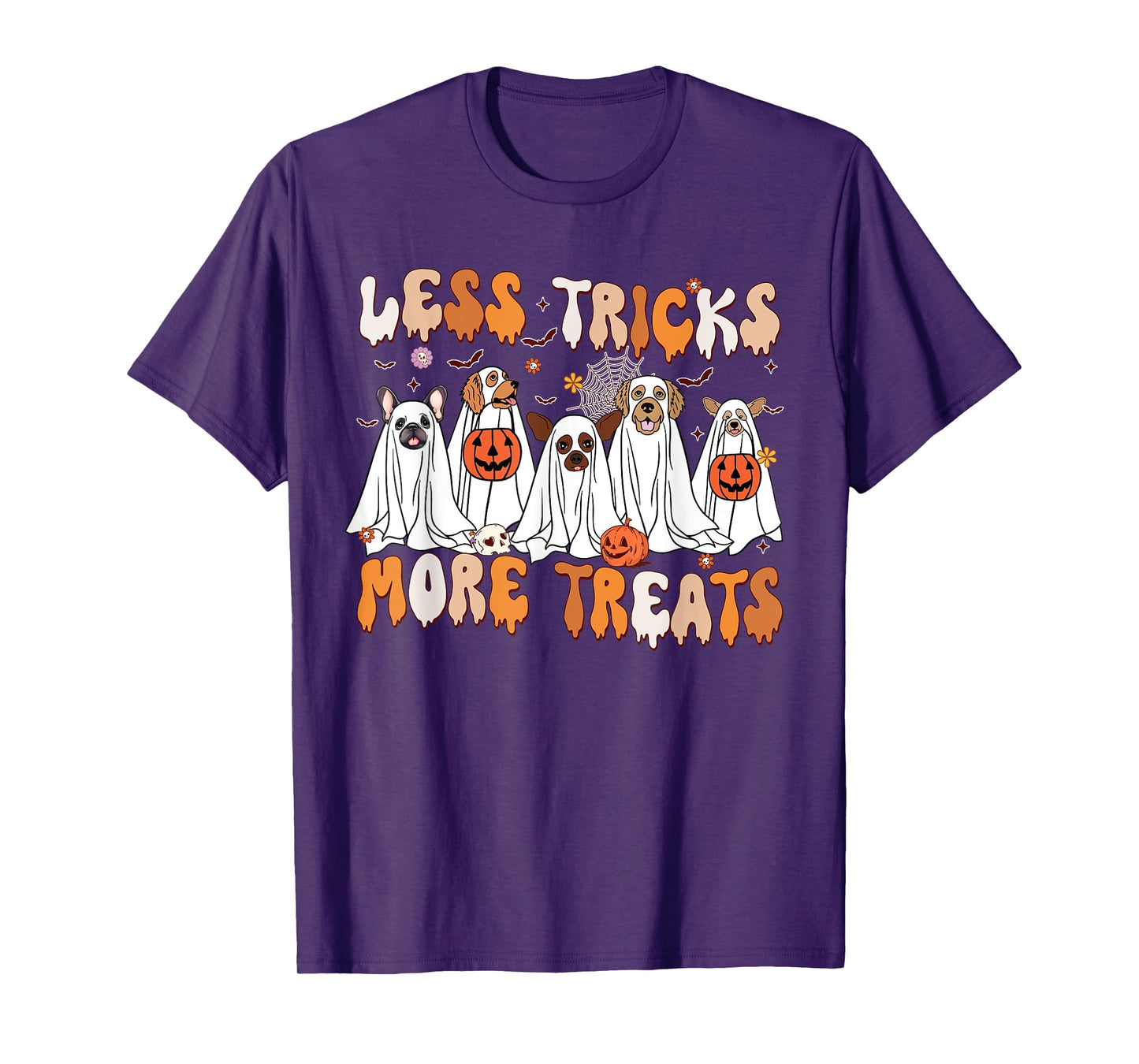 Less Tricks More Treats Spooky Ghost Dogs Vet Tech T-Shirt