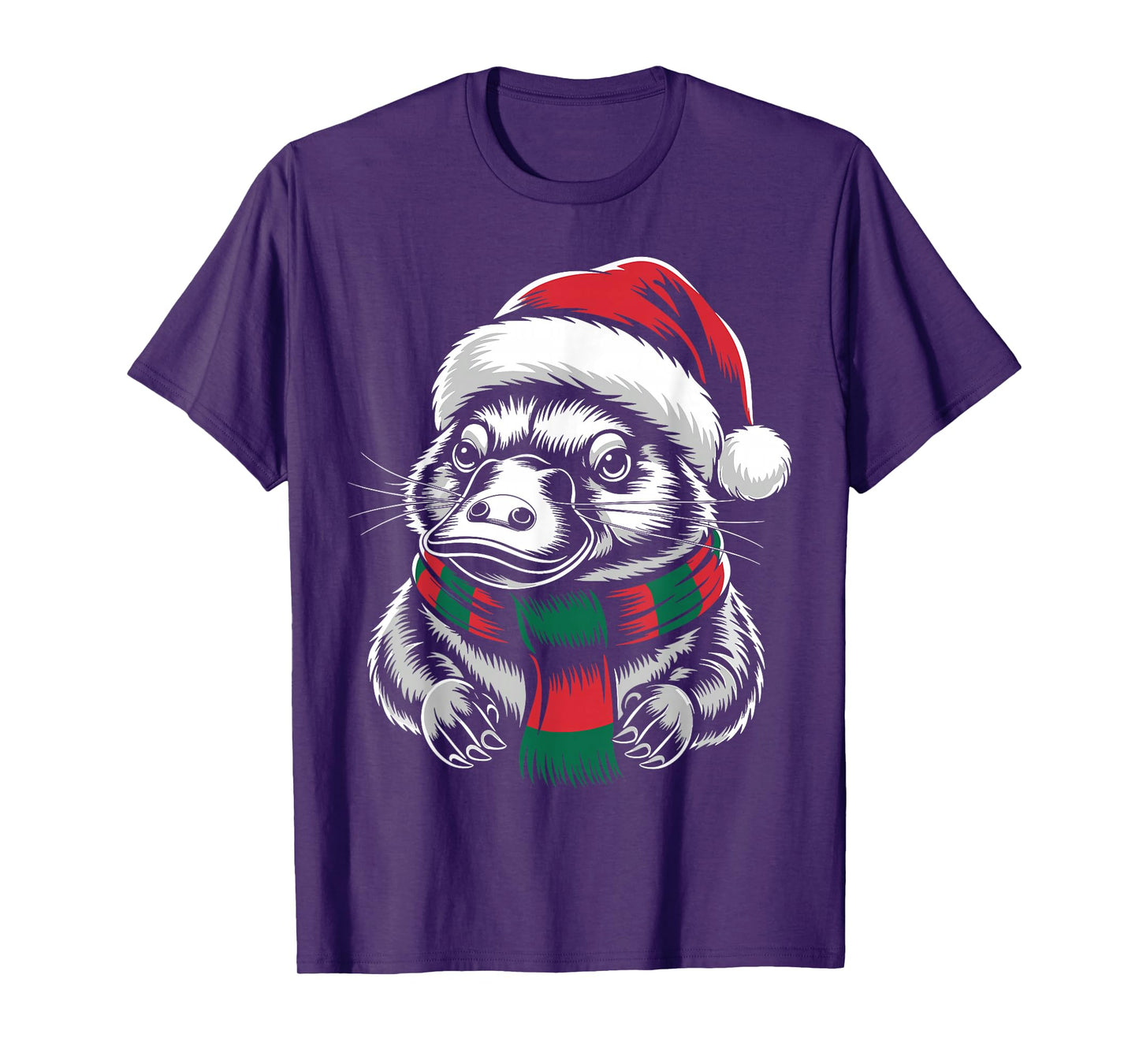 Platypus Xmas Santa Hat Scarf Christmas Costume T-Shirt