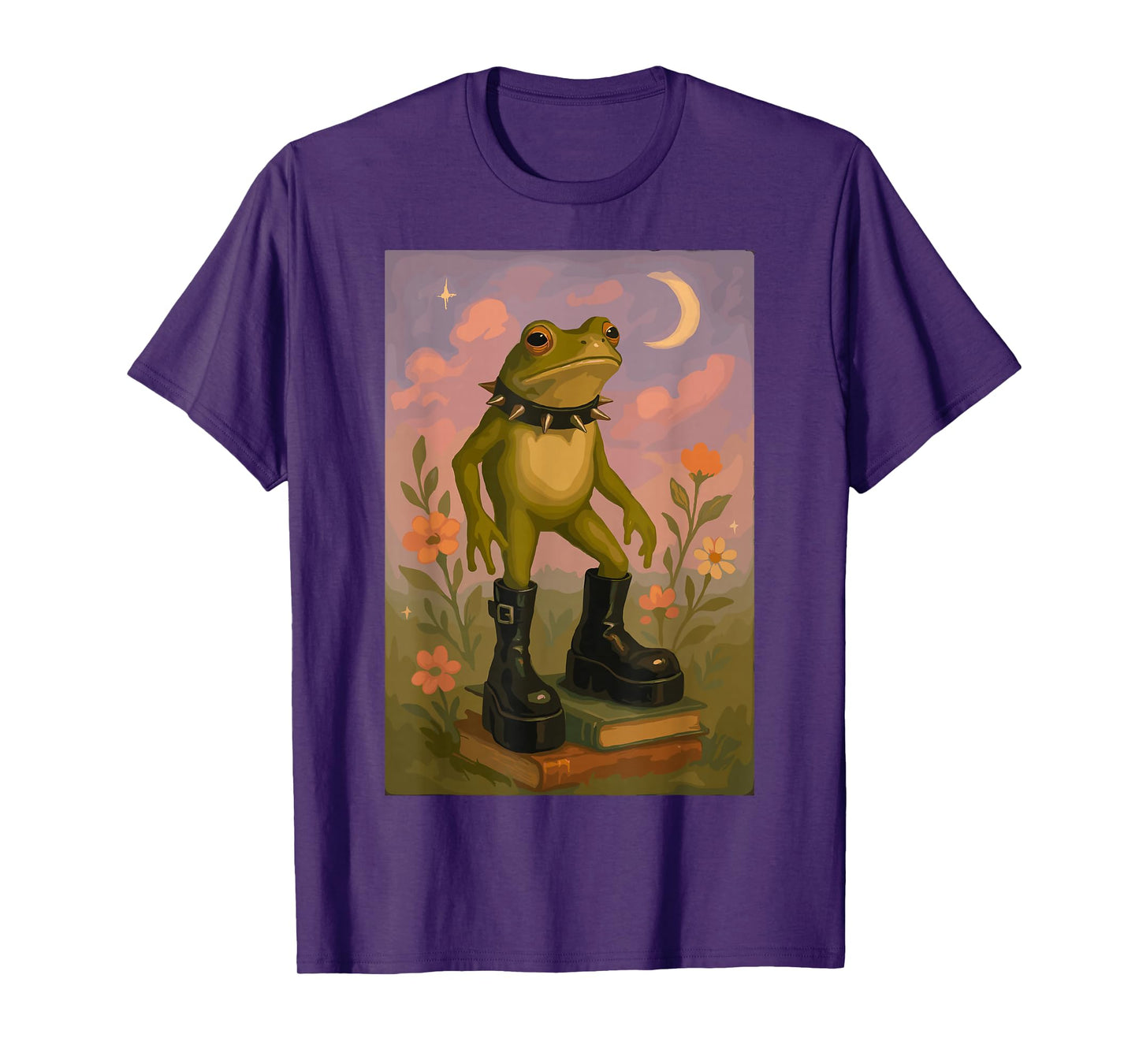 Fairycore Gothic Frog in Boots Whimsical Art Style T-Shirt