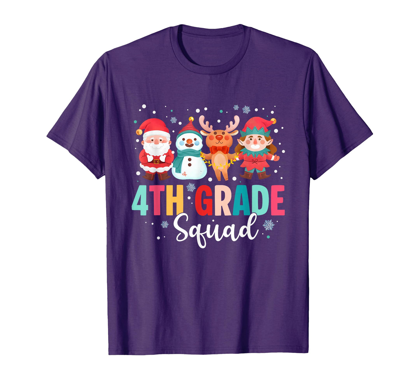 4th Grade Squad Christmas Teacher Santa Reindeer Snowman T-Shirt