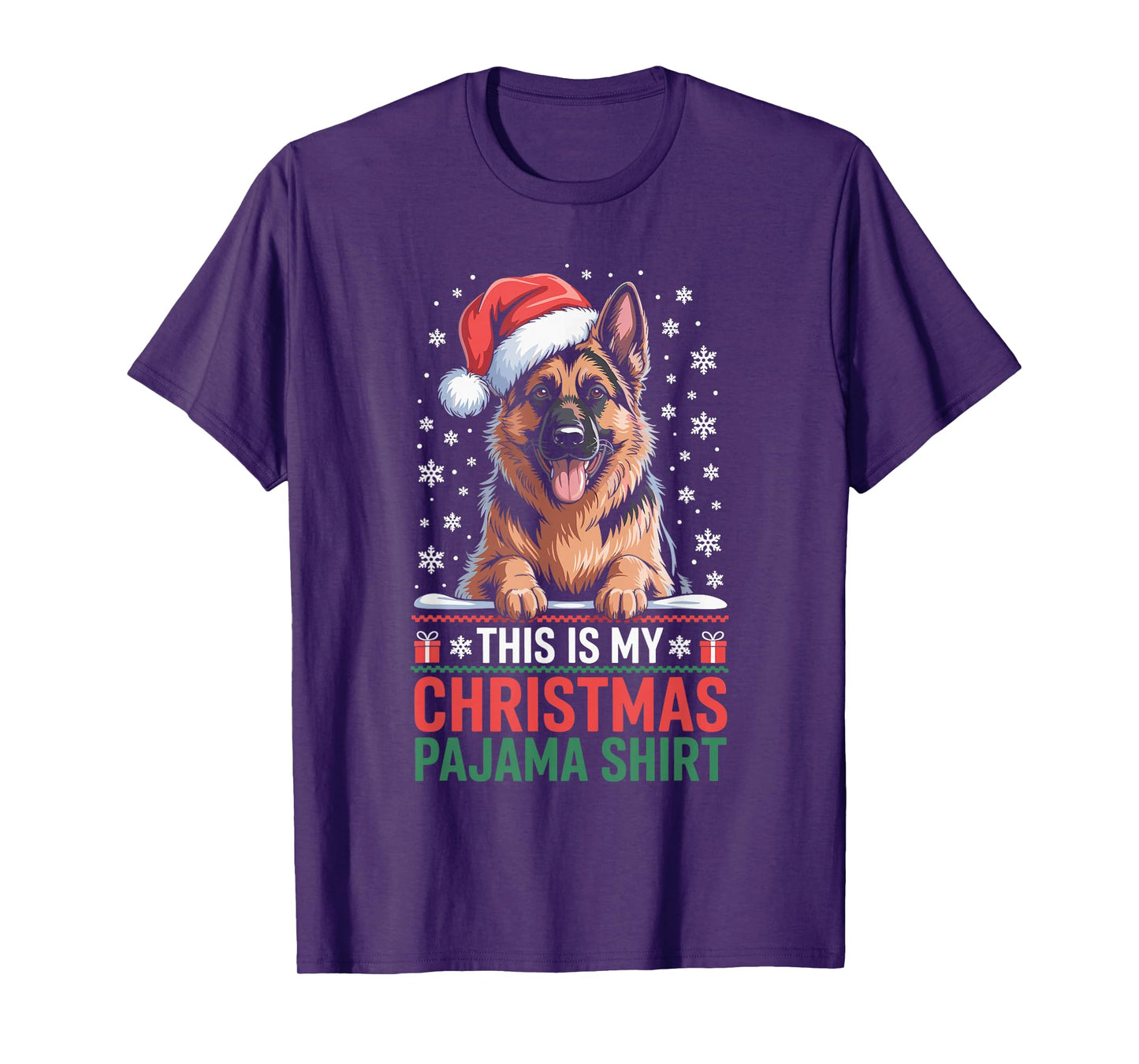 German Shepherd Santa Hat Ugly Christmas Sweater Dog T-Shirt