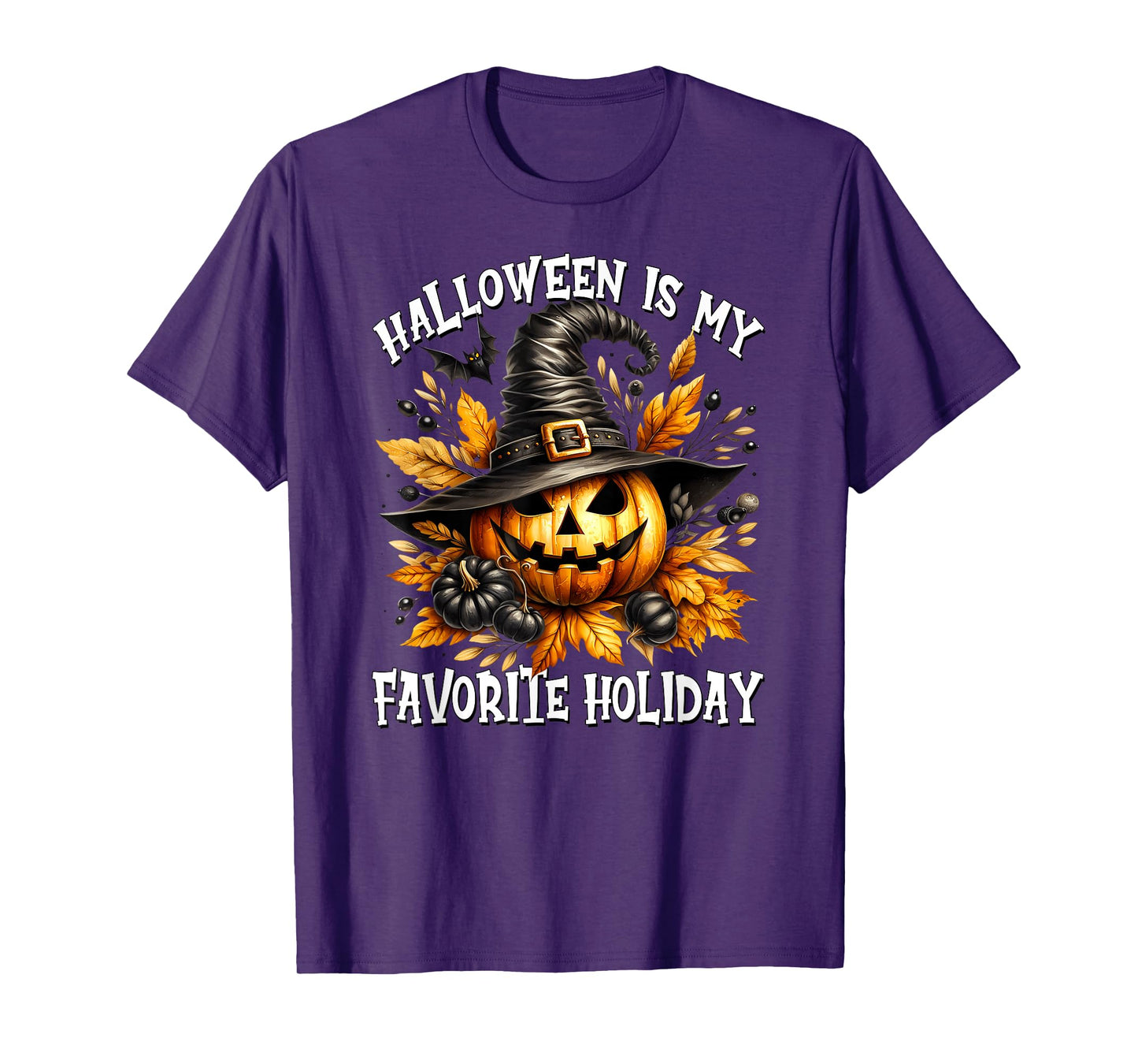 Jack O Lantern in Witch Hat Halloween is My Favorite Holiday T-Shirt