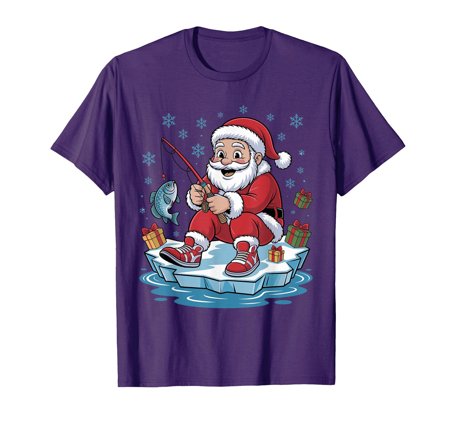 Fisherman Santa Funny Fishing Lovers Christmas Xmas Pajama T-Shirt