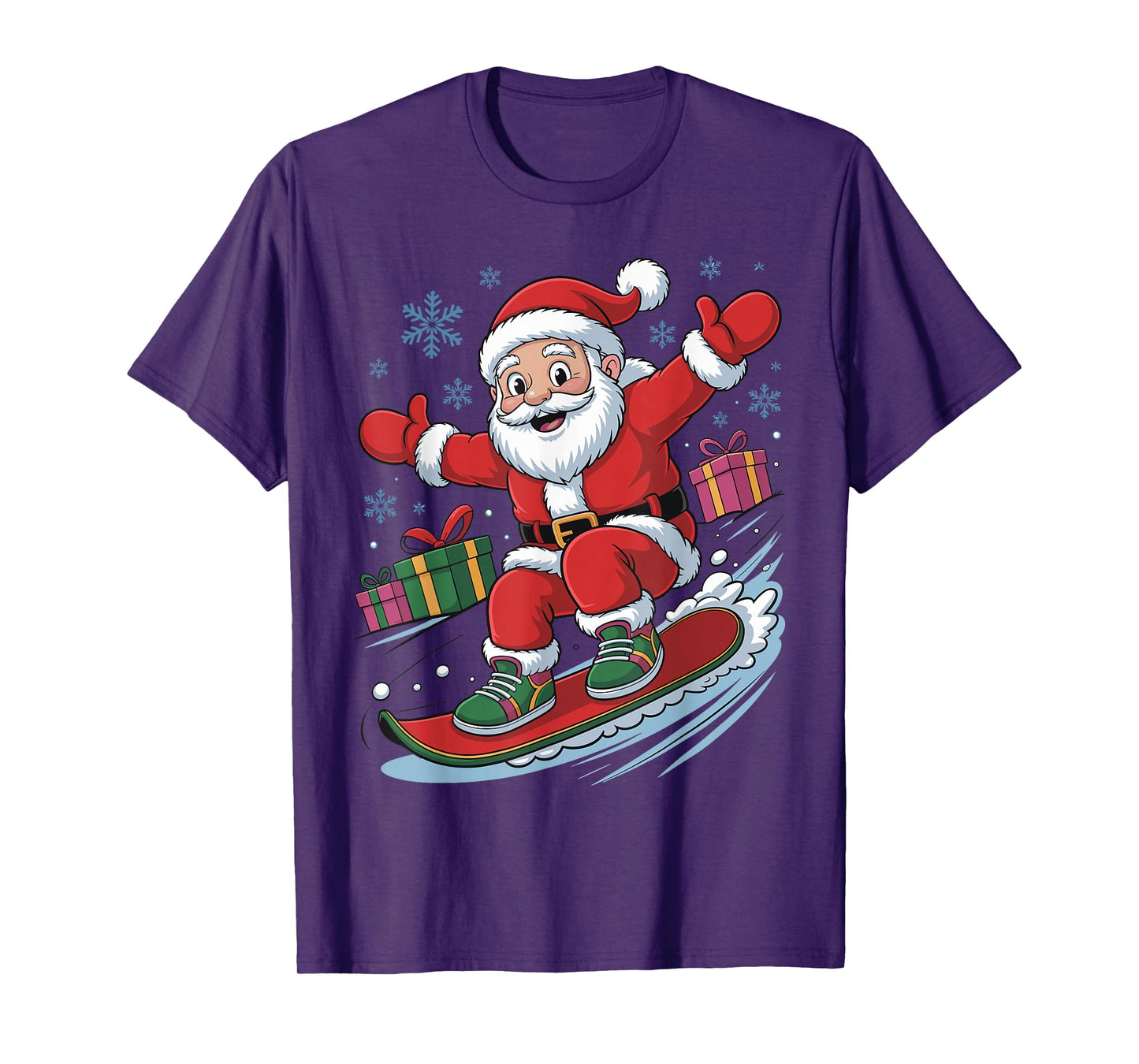 Funny Santa Snowboarding Lover Holiday Christmas Xmas Pajama T-Shirt