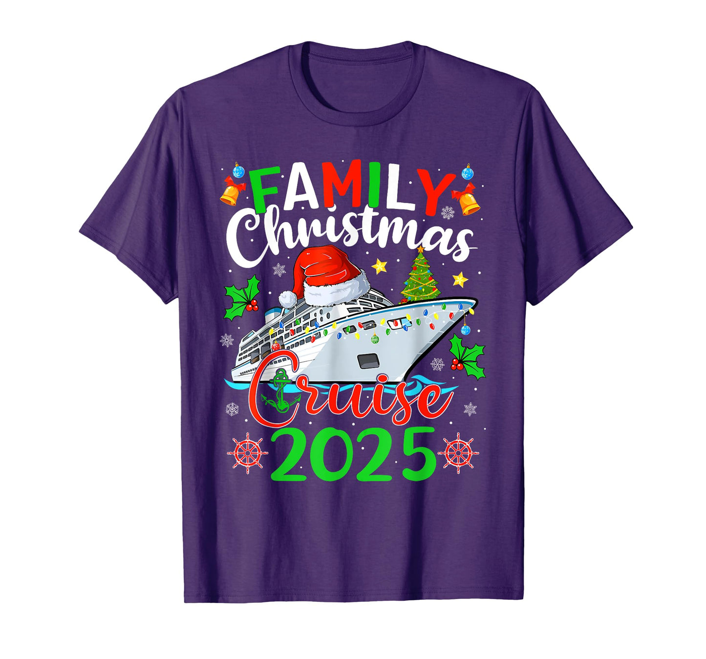 Family Christmas Cruise 2025 Xmas Lights Pajamas Holiday T-Shirt