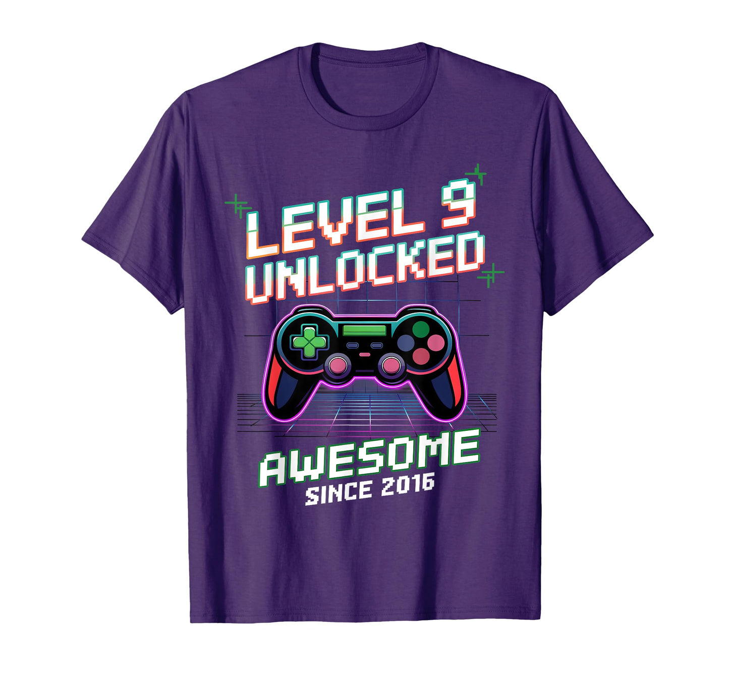 Level 9 Unlocked Awesome Since 2016 9th Birthday Boy Gaming T-Shirt