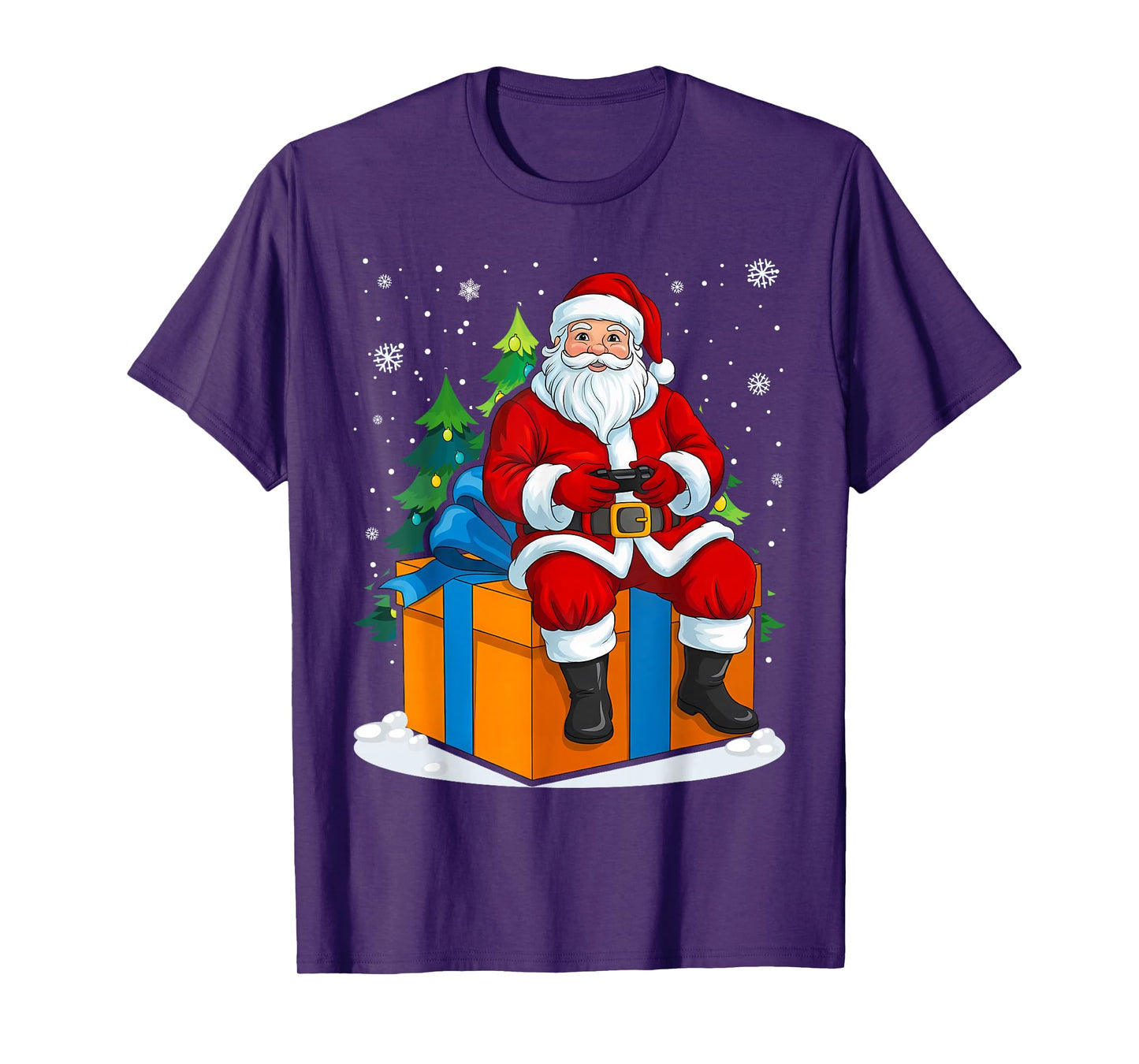 Gamer Santa Playing Video Games Kids Boys Men Christmas T-Shirt