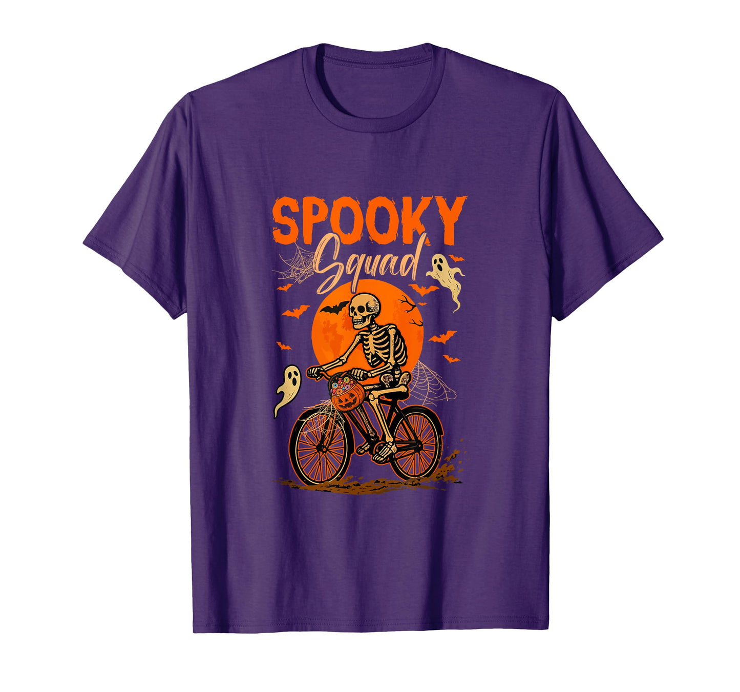 Spooky Halloween Squad Skeleton Riding Bicycle Horror Boo T-Shirt