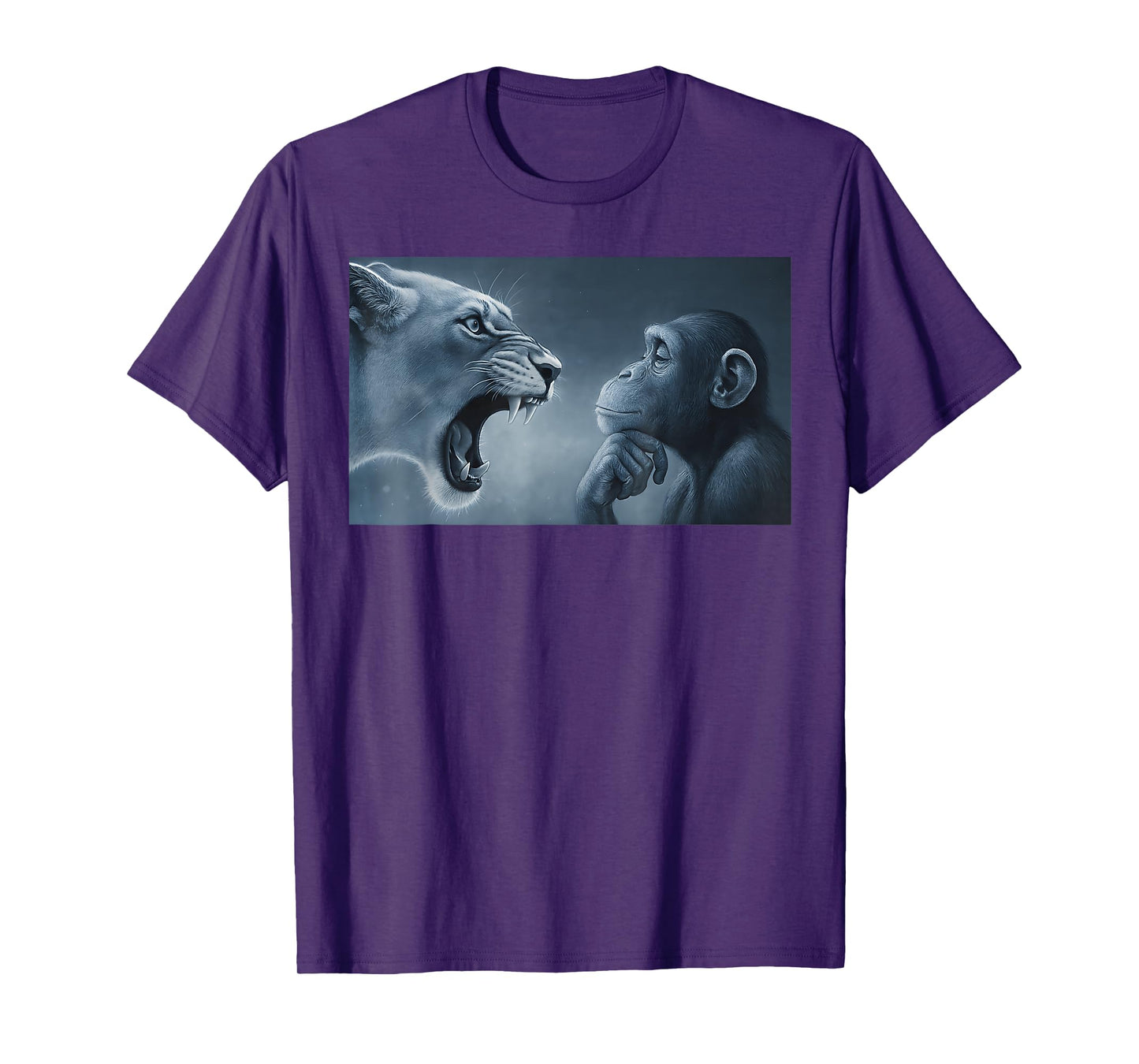 Lion Yelling at Monkey Monkey and Lion Meme Monkey Thinking T-Shirt