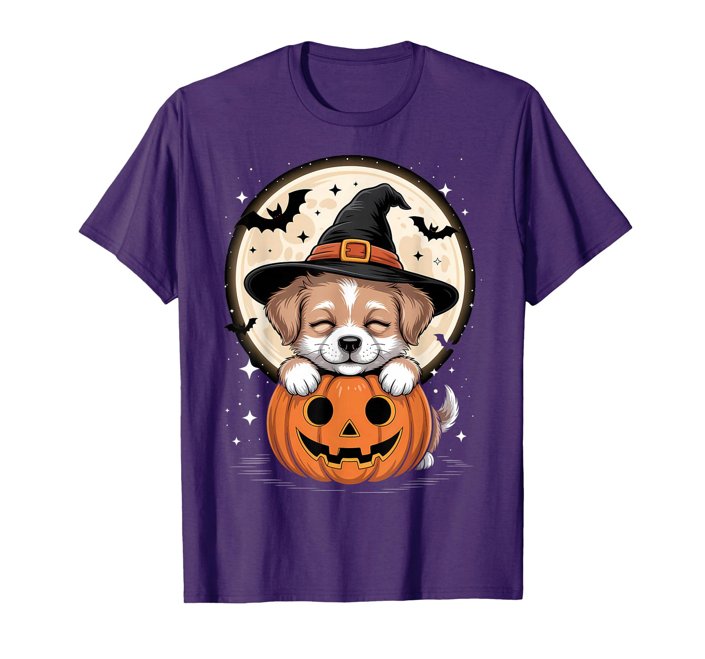 Halloween Puppy Dog Witch Hat Pumpkin Spooky T-Shirt