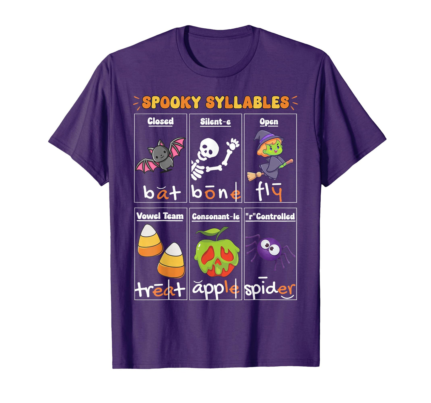 Spooky Syllables Teacher Funny Halloween Educational Kids T-Shirt