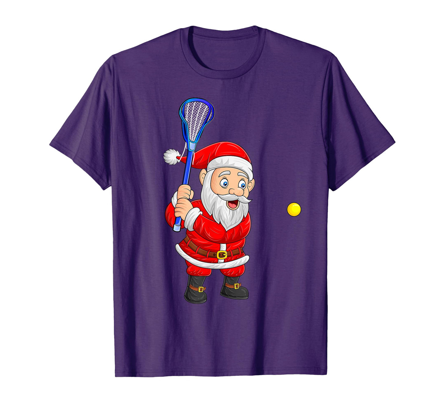 Christmas Santa Playing Lacrosse Xmas Funny Sports Player T-Shirt