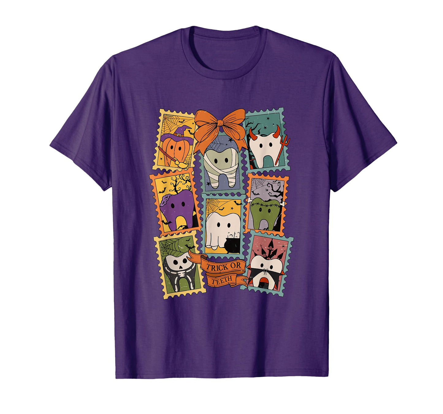 Trick or Teeth Dentist Dental Halloween Ghost Dental Crew T-Shirt