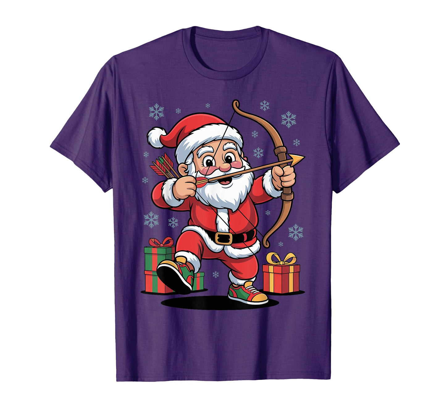 Santa Playing Archery Funny Holiday Christmas Xmas Pajama T-Shirt