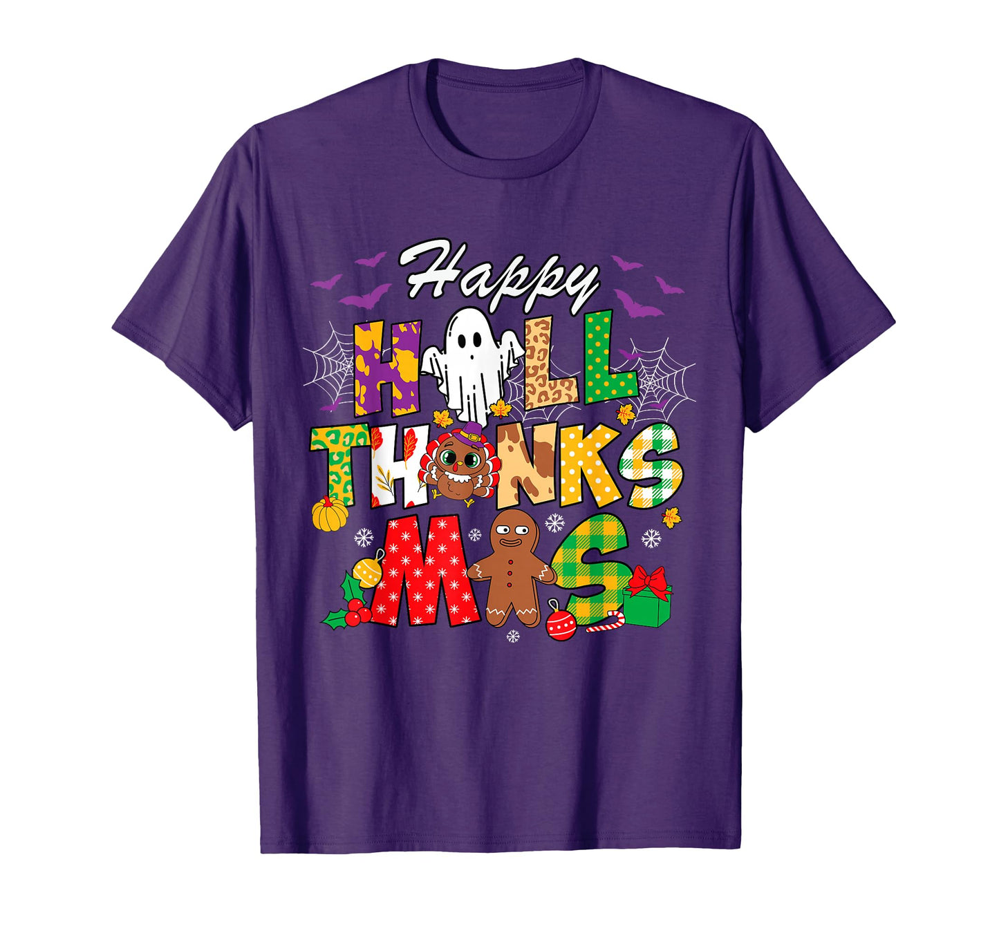 Happy Hallothanksmas Halloween Thanksgiving Christmas Day T-Shirt