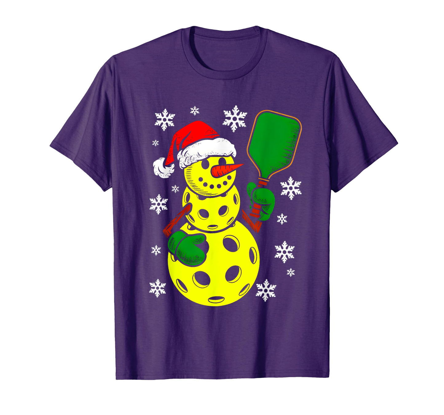 Pickleball Santa Hat Snowman Xmas Funny Pickleball Christmas T-Shirt
